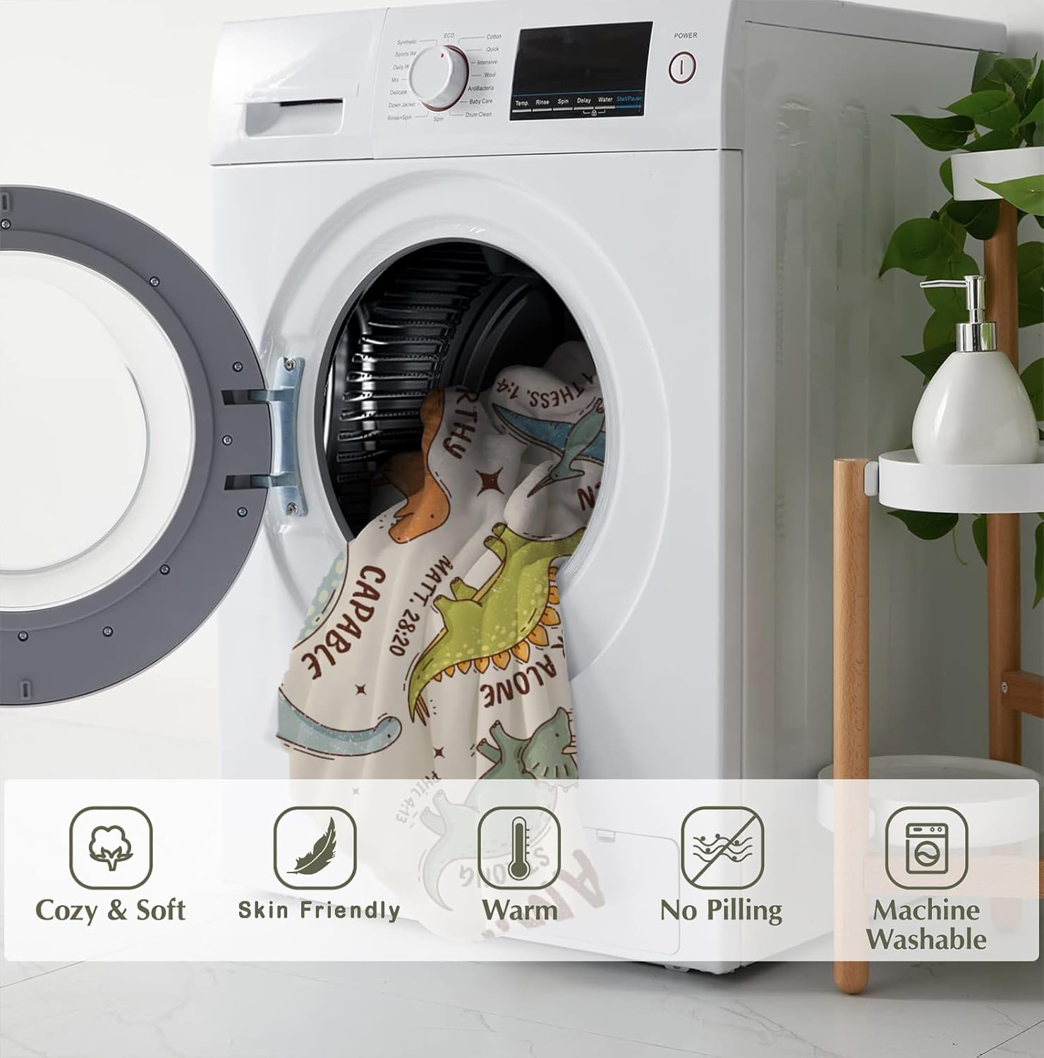 SPBL&L Christian Dinosaur Kids Blanket, God Say I Am Bible Verse Inspirational Dino Throw Blanket Gifts for Kids Boys Nursery Room Bedroom Couch Bed Decor, Dinosaur Room Decor for Boys,29.5x40Inch - Image 5