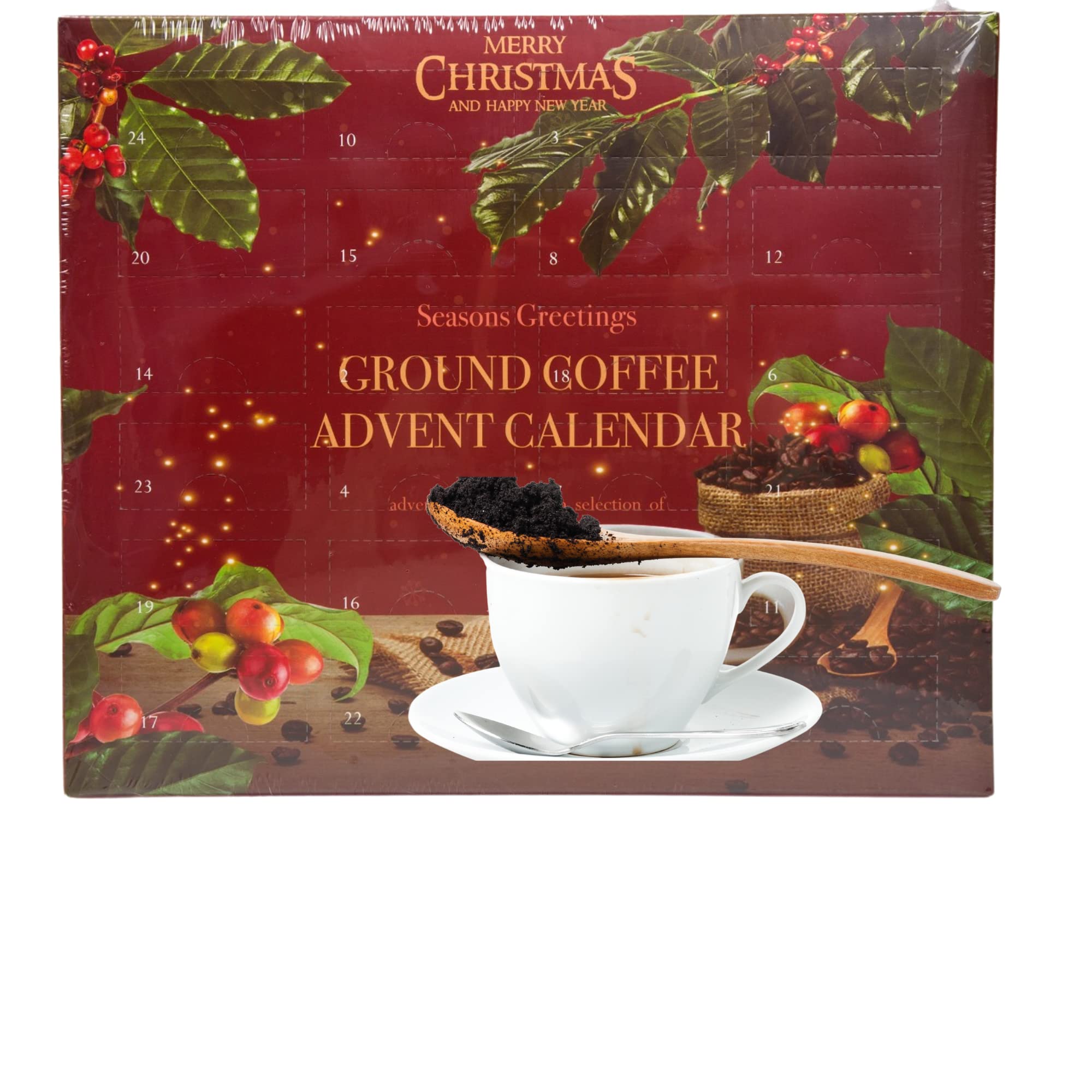24 Days Ground Coffee Advent Calendar 2025 - Countdown to Christmas with Luxury Assorted Coffees Flavours - Coffee Lovers Gifts Set - Adults Men Women - Unique Advent Calendars for Adults