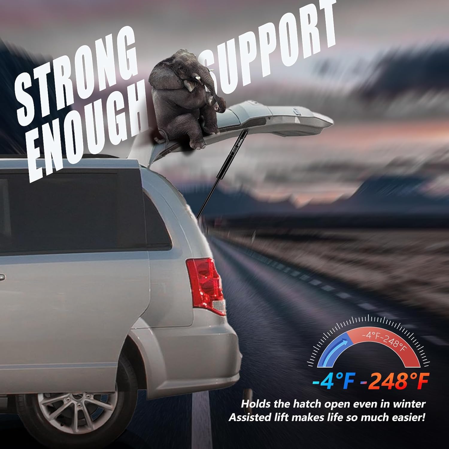 Vepagoo 6257 Rear Hatch Lift Gate Strut for 2008-2016 Chrysler Town & Country, 2008-2020 Dodge Grand Caravan, 2012-2015 Ram C/V Mini Passenger Van 4-Door Liftgate-W/O Power Liftgate, 95584