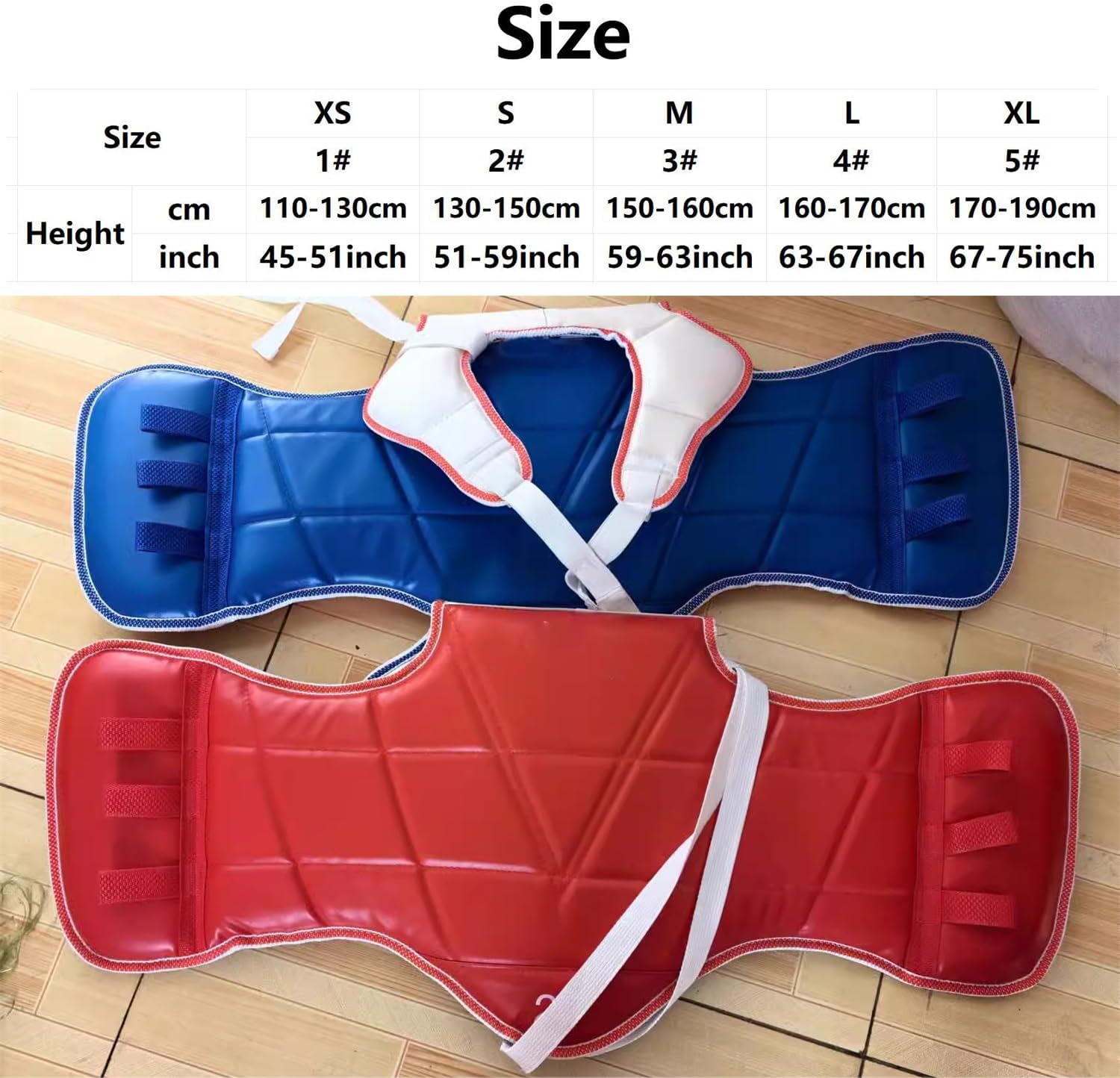 Taekwondo Solid Reversible Chest Guard Protector, Boxing Sparring Kickboxing Martial Arts Muay Thai Chest Protector MMA