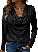 EVALESS Women's 2026 Fall Cowl Neck Long Sleeve Tops - Trendy Teacher Office Casual Blouses Tunics