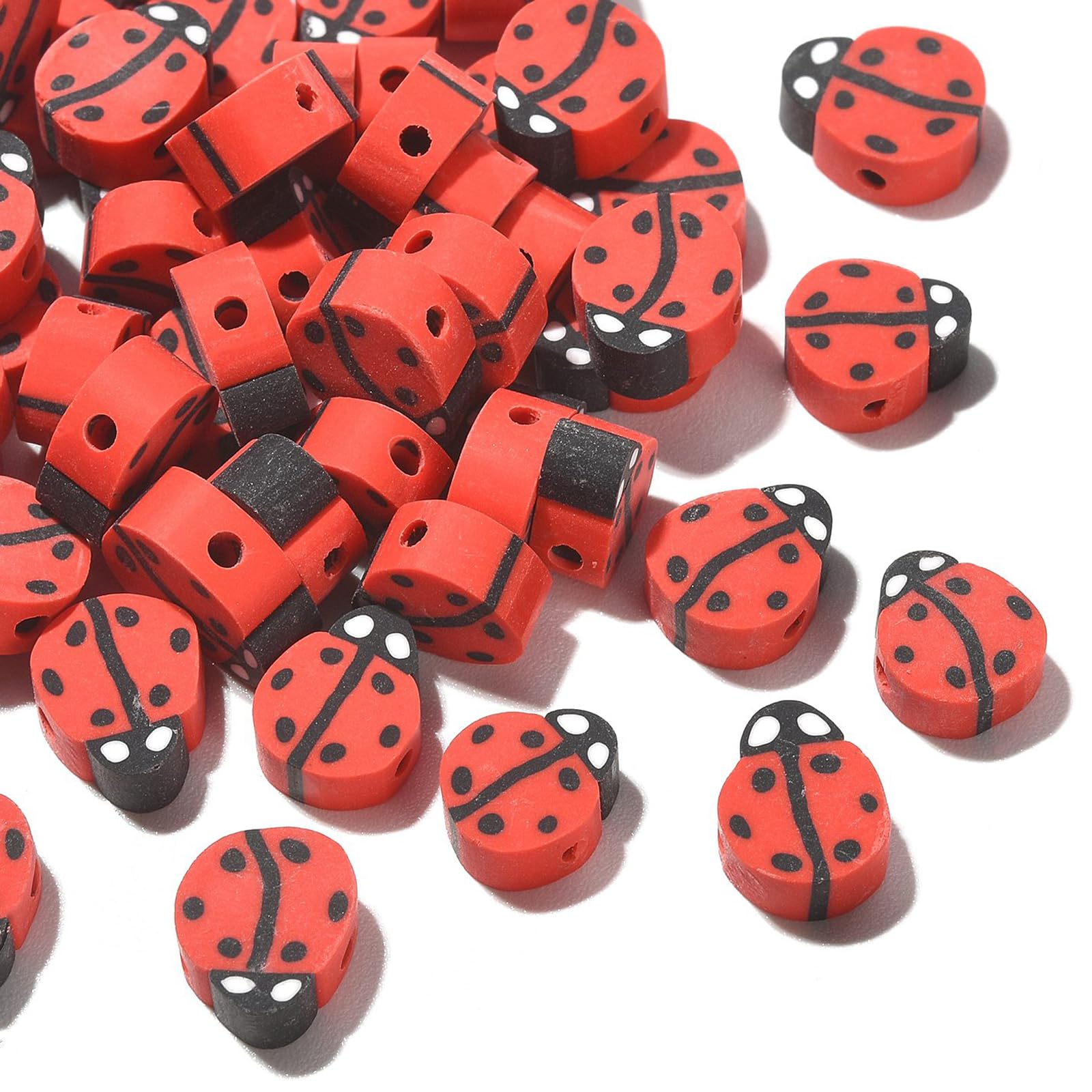 Amazon.co.jp: KitBeads 100個 ポリマークレイ てんとう虫ビーズ