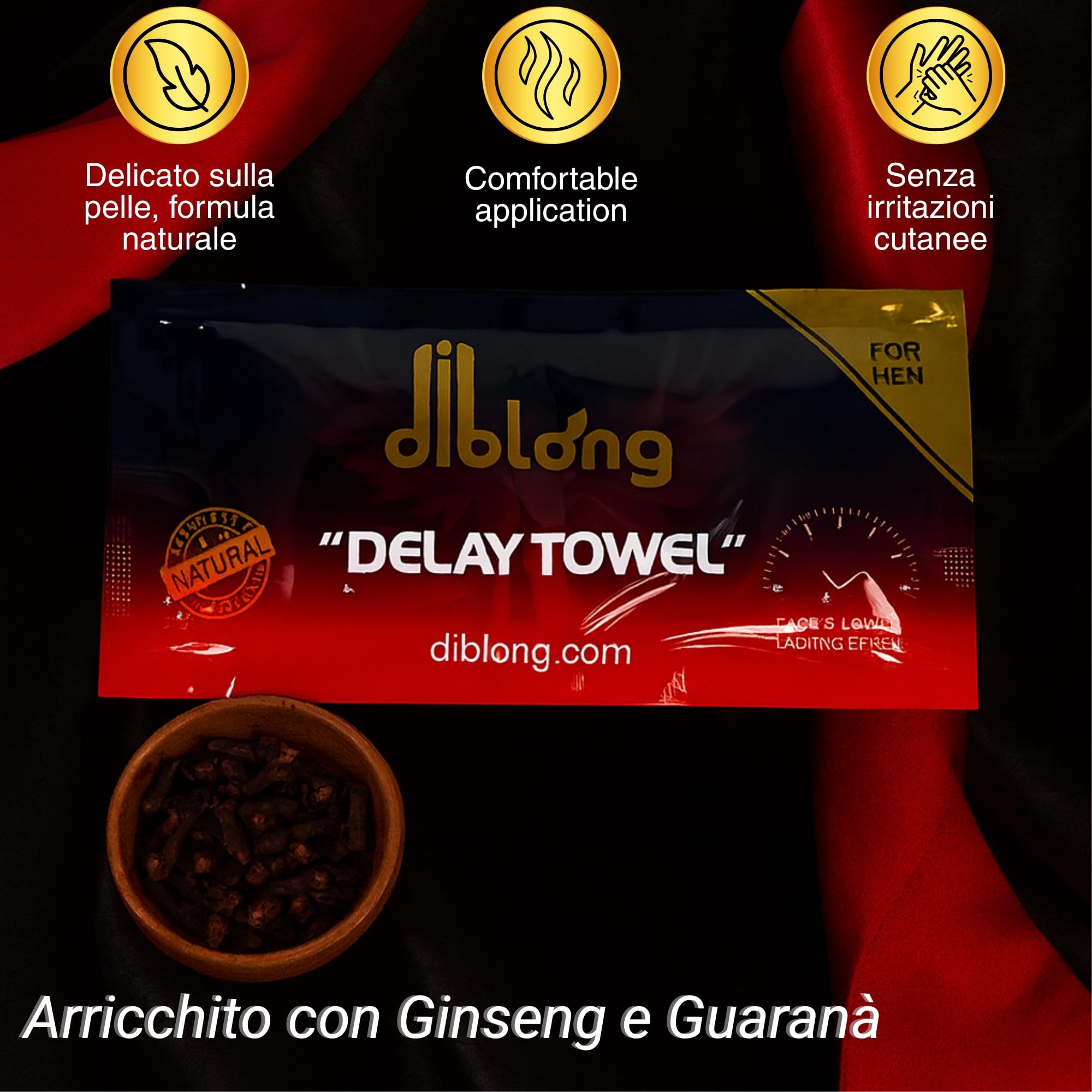 Diblong Afrodisiaco Premium Delay Towel (1 Confezione, 24 Salviette) – Erboristiche con Ginseng, Guaranà e Oli Naturali – Salviette Intime Senza Alcol – Formato Bustina Discreta – Prodotto in Turchia