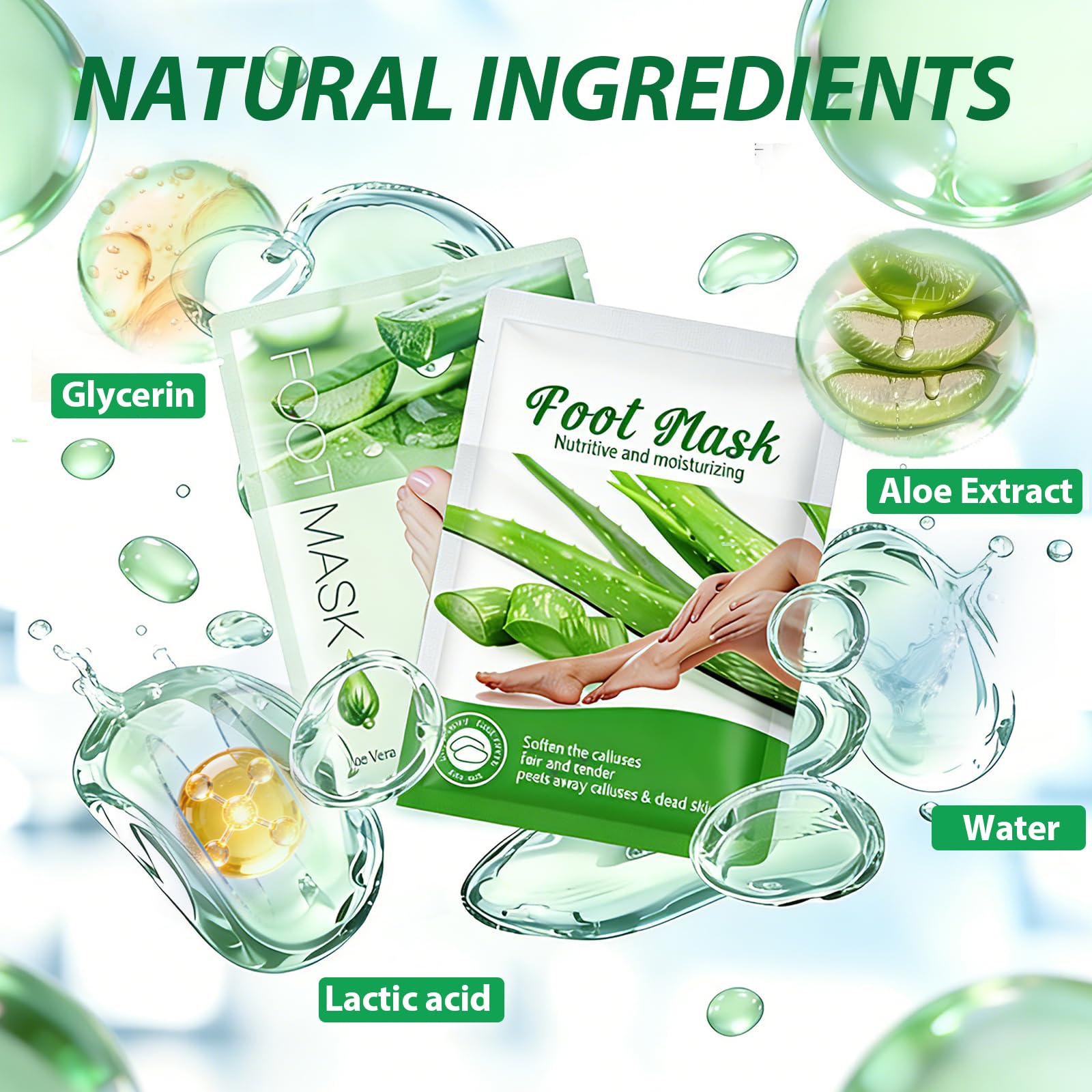 2 Paia Maschera Piedi Esfoliante, Maschera Peeling Piedi, Foot Peel Mask, Calzini Pedicure Peel Off, Rimozione Della Pelle Morta e Calli, Cura e Scrub Piedis, Effetto Idratante(Aloe Vera)