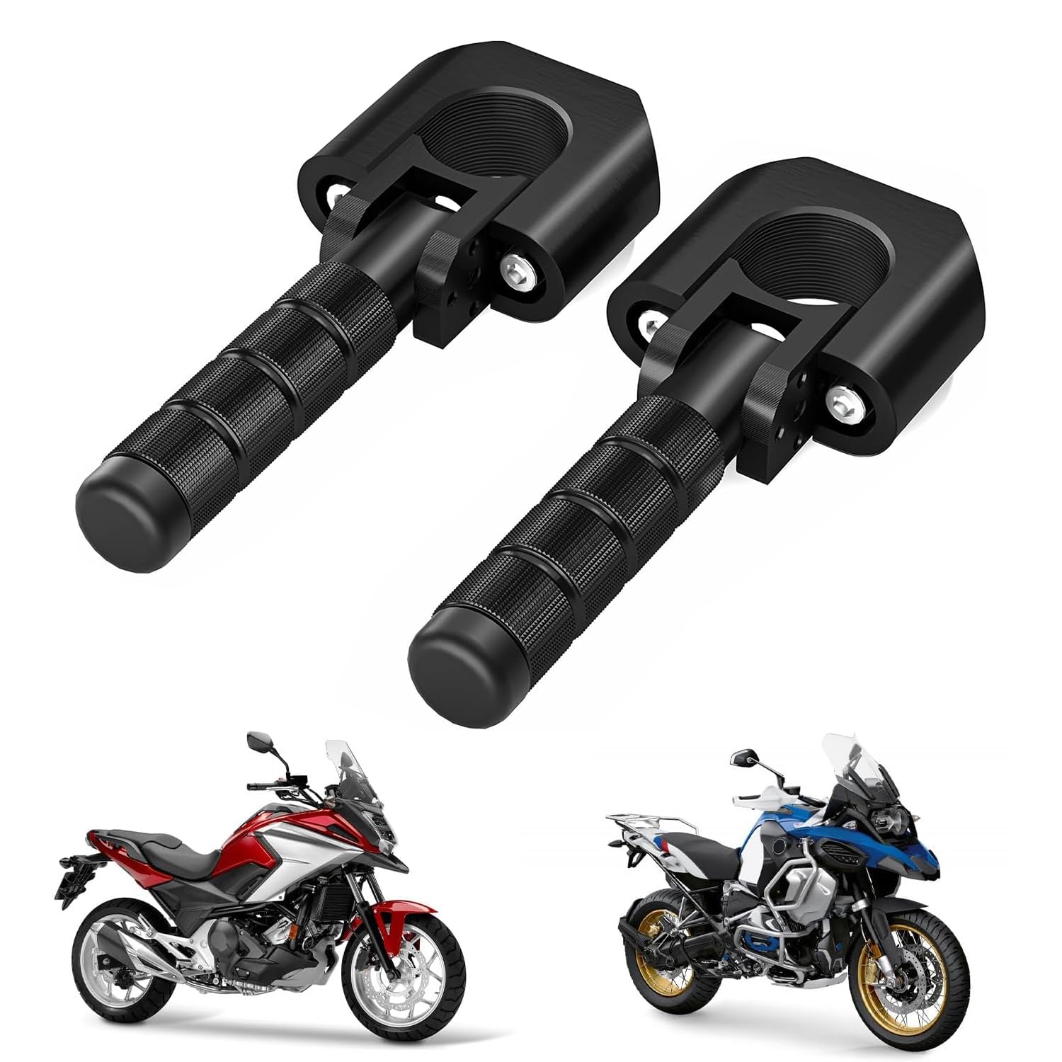 Motorrad Fußrasten Hinten, Highway Fußrasten Adventure 22mm-32mm Sturzbügel Klappbar CNC Universal für R1250GS F850GS R1200GS Africa Twin CB500X Tenere 700 V-Strom 390-1290 Adventure ADV