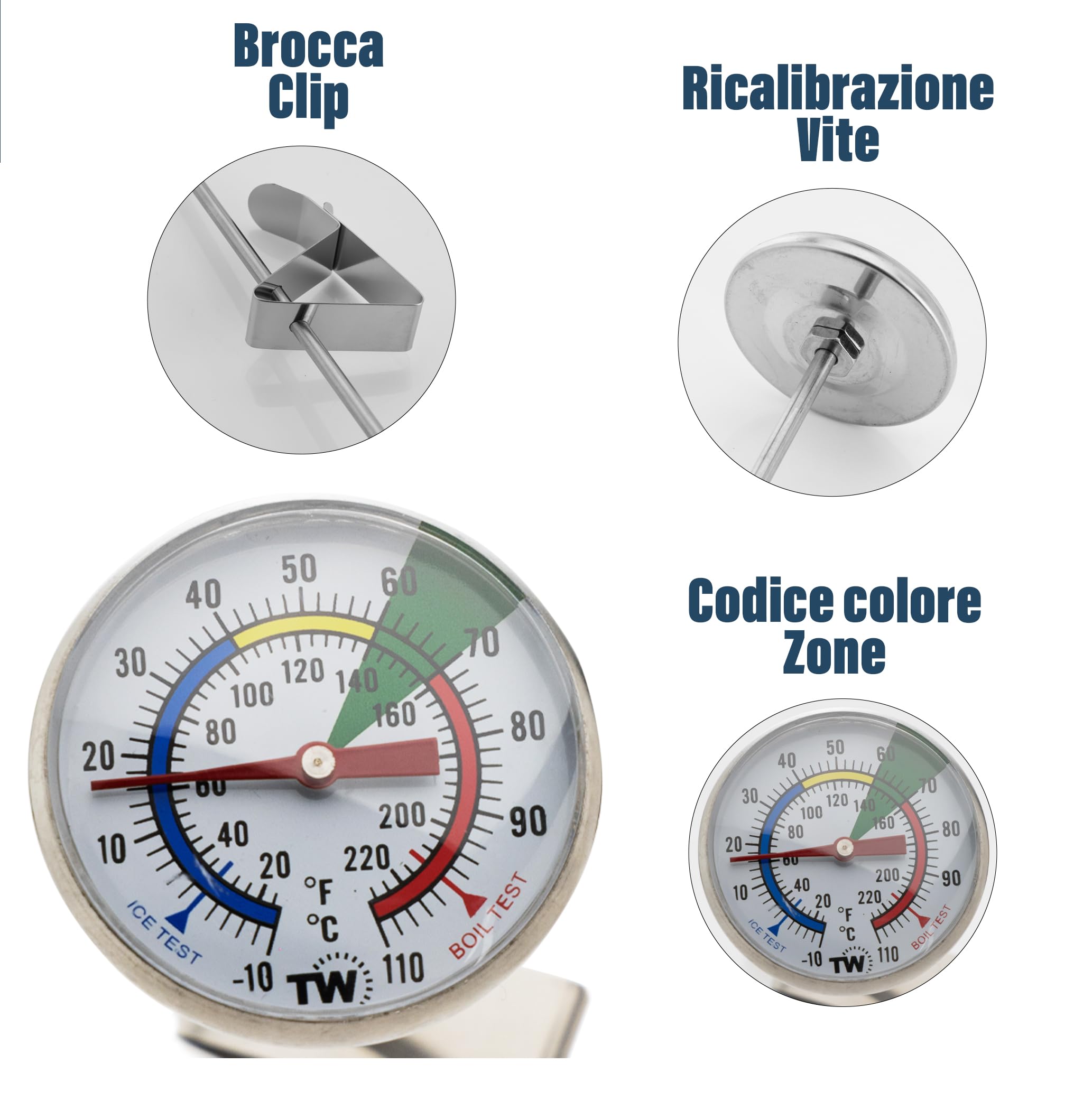 Termometro e bricco per il latte da 600 ml, per caffè perfetti come al bar, ottimo per realizzare caffellatte e cappuccini schiumosi