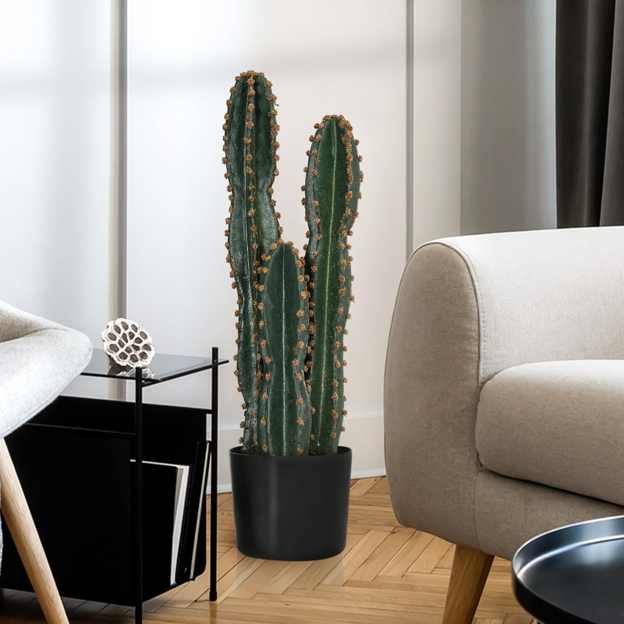 Outsunny Cactus Artificiel Grand Réalisme Grande Taille Ø 17 x 60H cm Vert | Plante Artificielle