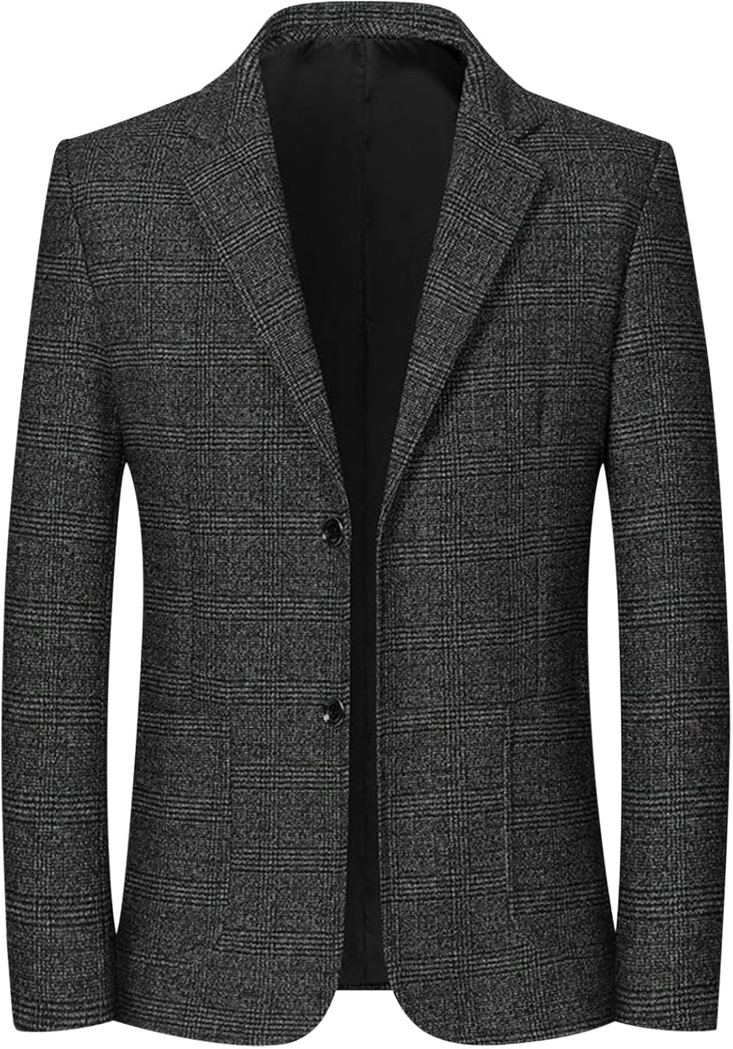 Trendy Plaid Suit Jacket for Men Classic Single Breasted Two Buttons Blazer Notch Lapel Jackets Wedding Prom Coat