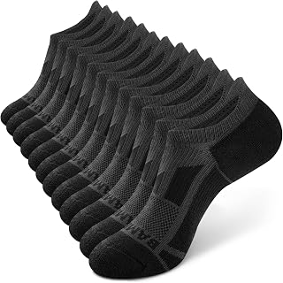 BAMBOOCOOL Men's No-Show Socks 6-Pack: Breathable Bamboo, Moisture-Wicking, Non-Slip Grip for Running, Gym, Hiking & Casual
