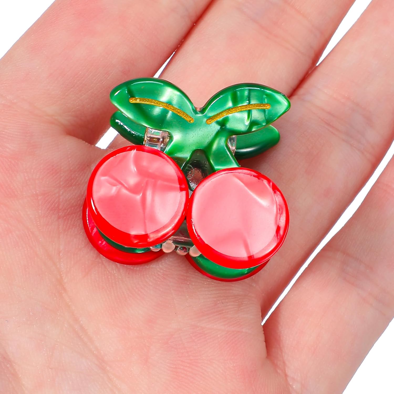 Cherry Claw Clips 5 Pcs Non-Slip Cute Mini Cherry Hair Clips Stylish Fruit Hair Clip Accessories Acetate Hair Claw For Women Girls Kids Thin Thick Hair Headwear Gifts - Image 3