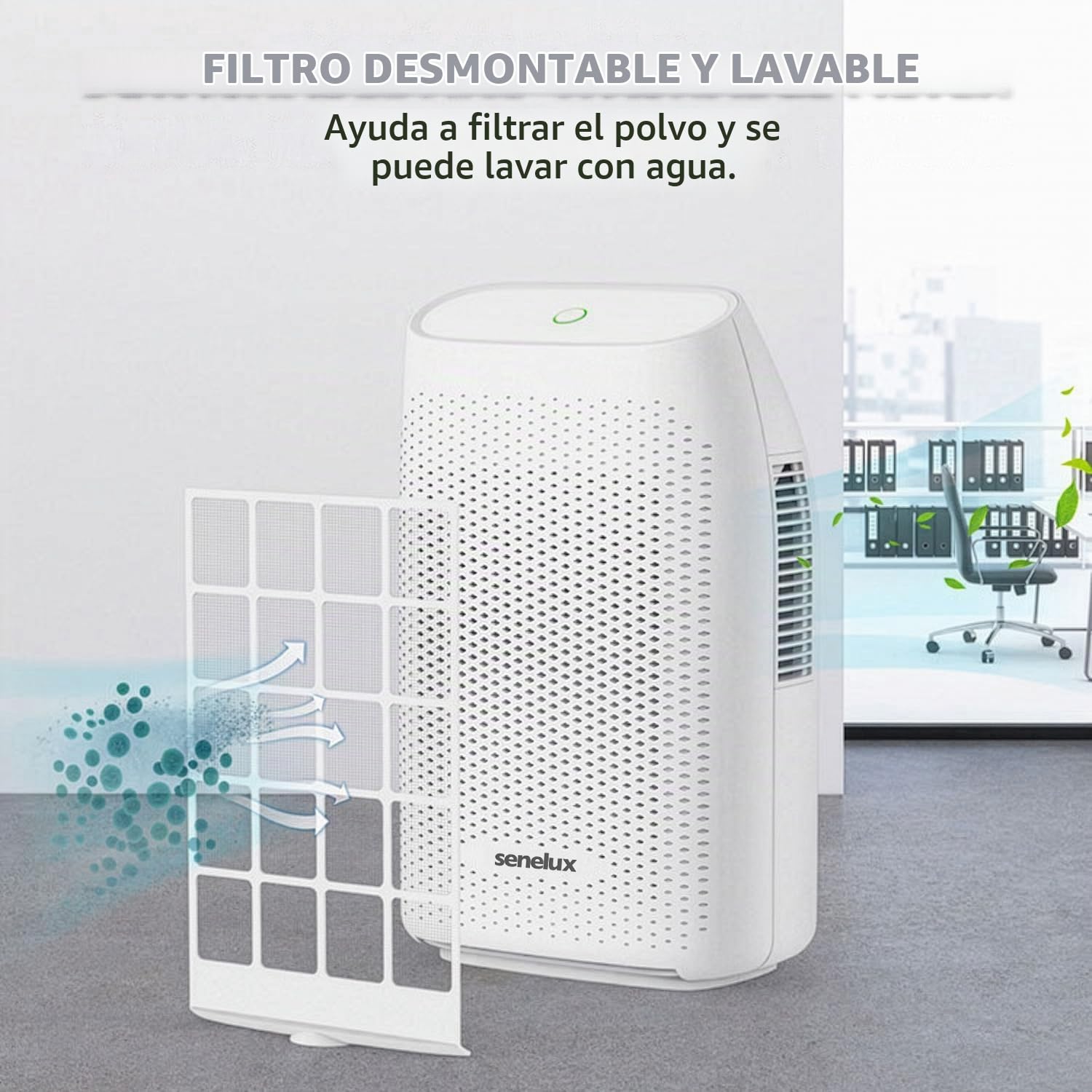 Senelux Deshumidificador eléctrico de 2000 ml, ultra silencioso, apagado automático, blanco, modo cómodo, ideal para el hogar, dormitorio, armario