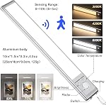 Under Éclairage de cabinet,1500mAh Feux de placard rechargeables, 76 LED Capteur de mouvement actionné lumière intérieure, magnétique sous les feux de comptoir variable sans fil pour la cuisine, escaliers 2-Pack