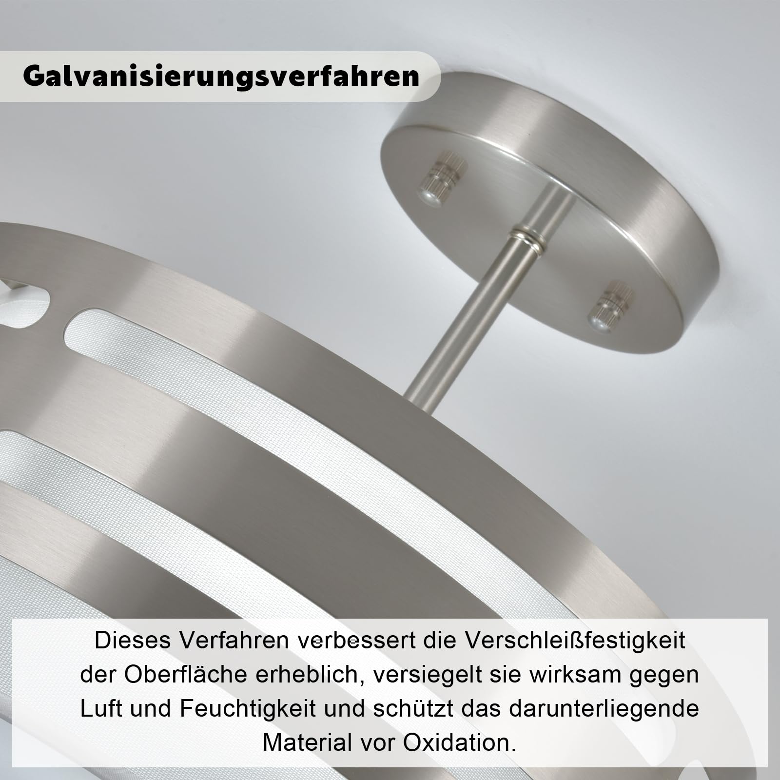 Silber Deckenlampe Wohnzimmer, Silber Deckenlampen mit Stoffschirm, E27 Deckenleuchte, Ø 32CM Moderne Deckenlampe Kronleuchter für Küche, Flur, Schlafzimmer, Esszimmer