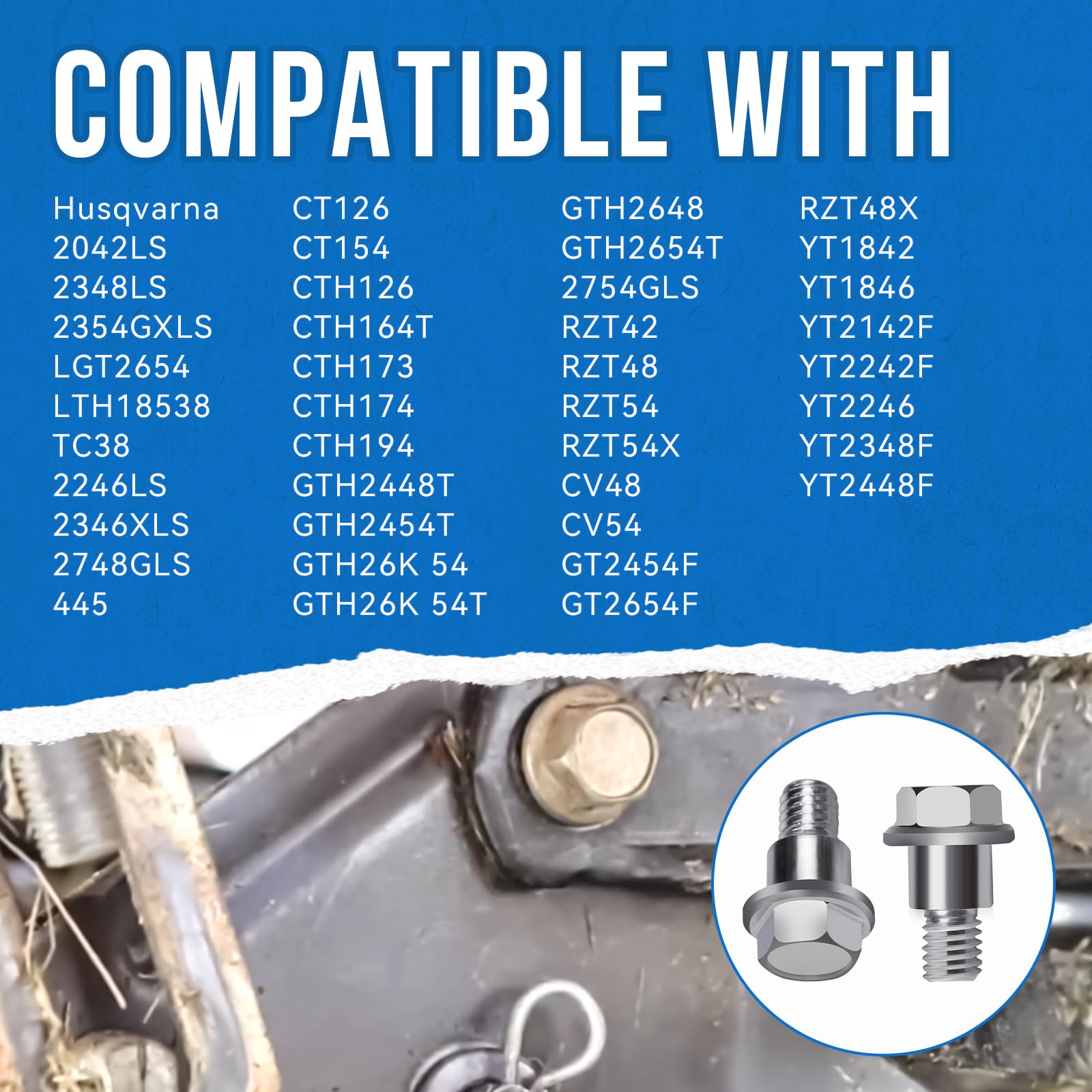 532196539 Perno de hombro compatible con Husqvarna 2042LS 2348LS LGT2654 LTH18538 TC38