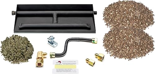 Miniatura 10 de Chimenea de gas LP ventilada de 24 pulgadas, quemador de gas de doble fila con kit de conexión completo, específicamente para troncos de fuego de 24