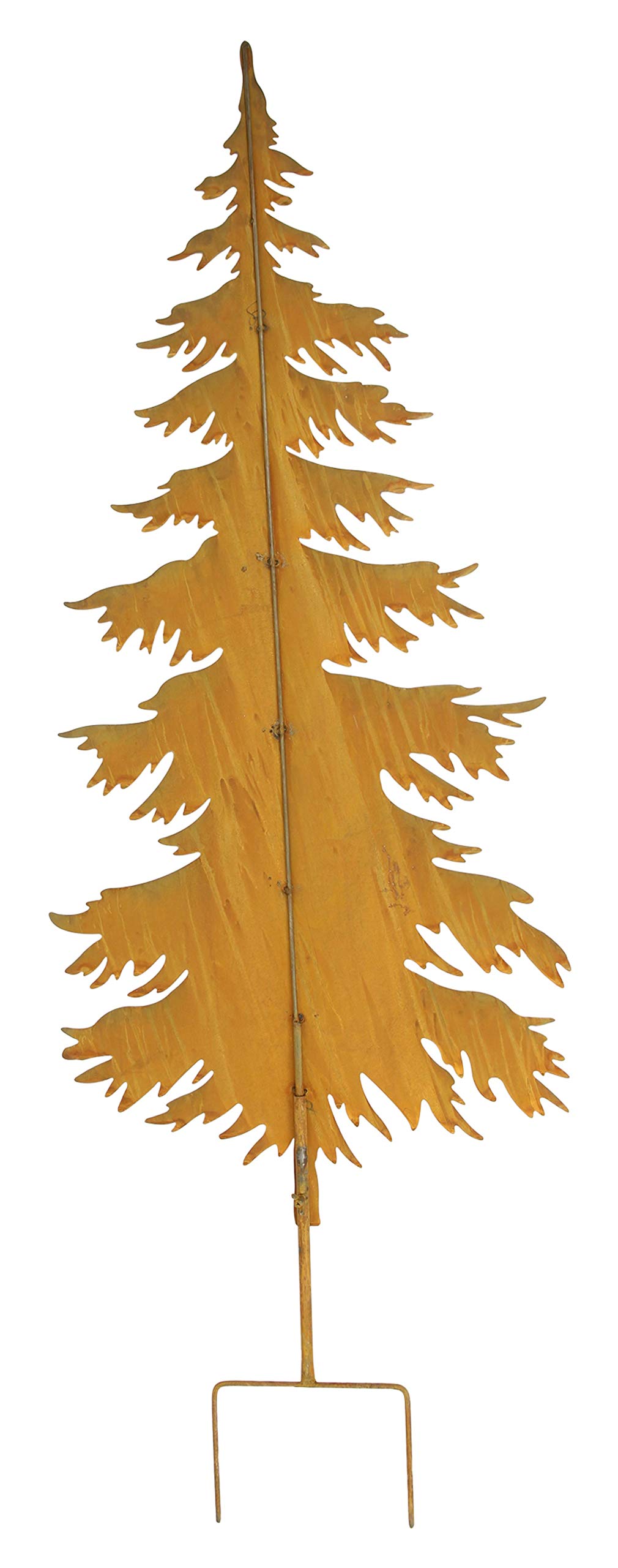FRANK FLECHTWAREN Gartenstecker Tanne – Metall Rostoptik – 45 × 84 cm – Wetterfest und langlebig – Dekorative Weihnachtsdeko für Garten und Terrasse