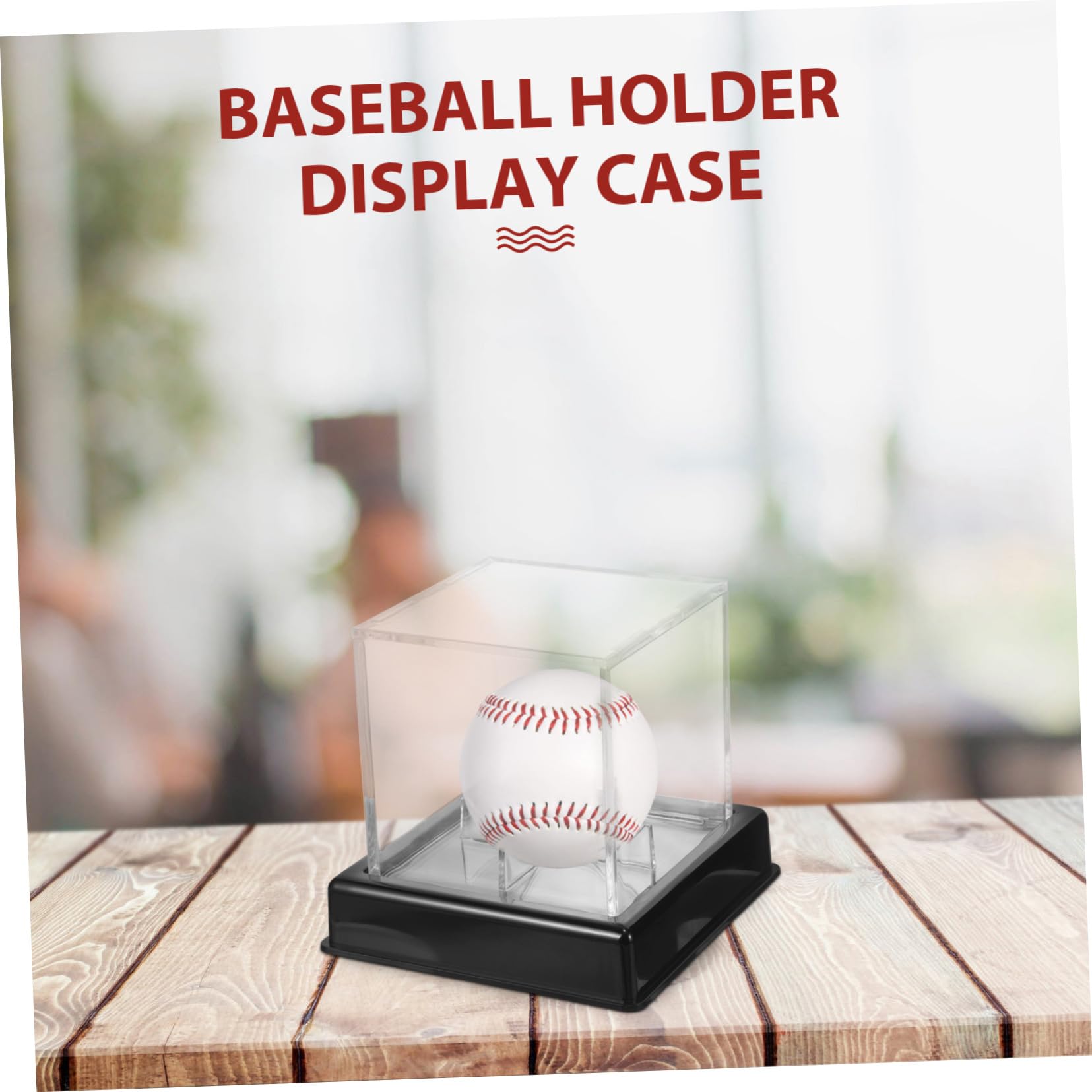Vitrine Transparente Carrée Protège et Maintient Les Balles de Sport en Place en Plastique Noir Base Boîte Pratique et Élégante pour Baseball