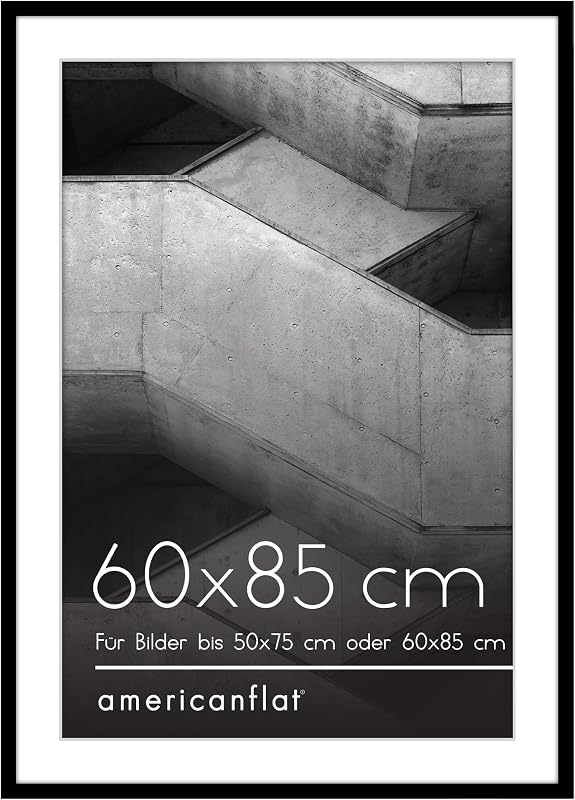 Americký fotorámik Americanflat 60x85 cm čierny - s paspartou 50x75 cm - fotorámik s lešteným plexisklom