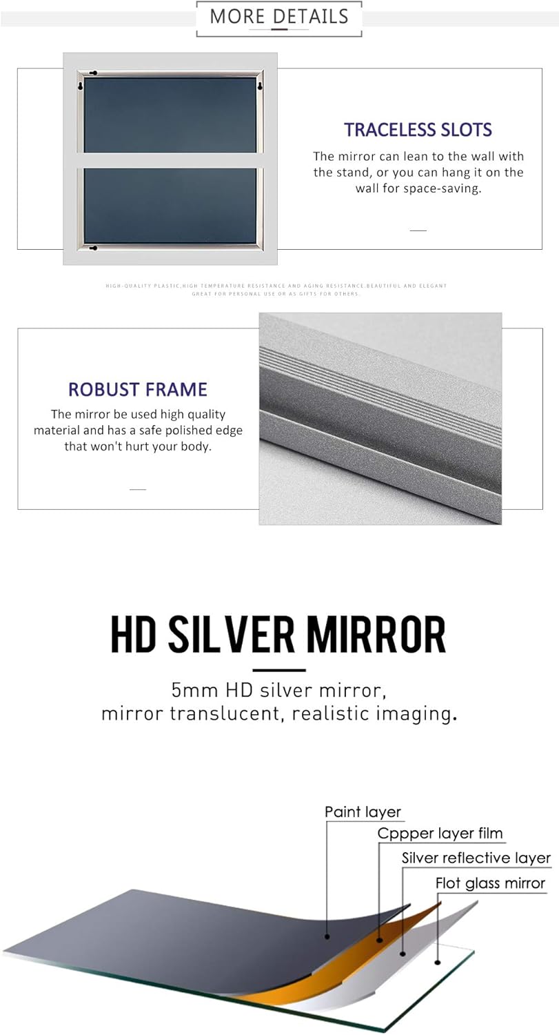 NeuType Full Length Mirror Standing Hanging or Leaning Against Wall, Large Bedroom Mirror Floor Mirror Dressing Mirror Wall-Mounted Mirror, Aluminum Alloy Thin Frame, Sand Gray Color, 65"x22" : Home & Kitchen