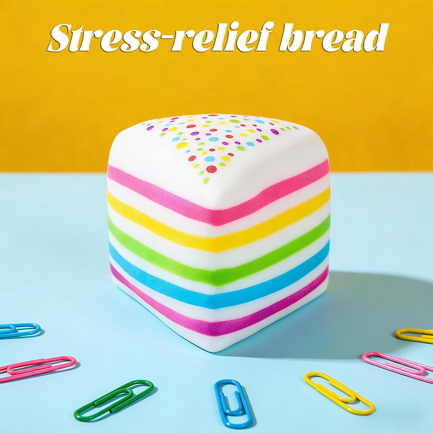 Rainbow Cake Squishies,Jumbo Slow Rising Fidget Squeeze,Soft Relief Squishy Stress,Squeeze Ball Sensory for Anxiety Stress Party Favors Colorful