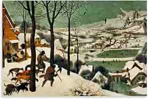 ピーテル・ブリューゲル 油絵複製画 「雪中の狩人」油彩画模写 ブリューゲル【雪中の狩人】 - 手描き 絵画（油絵複製画）販売の