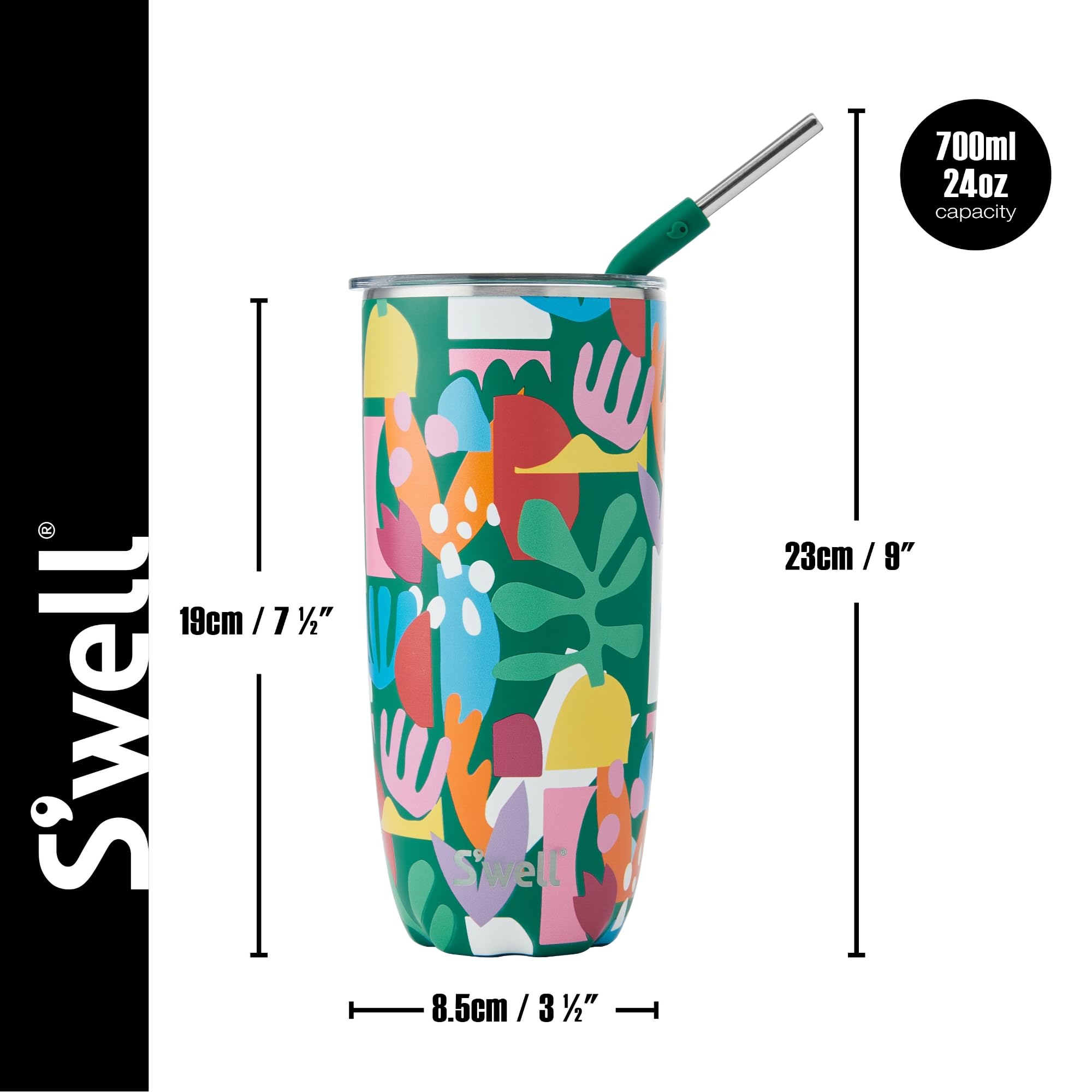 S'well 'Paper Cutouts' Tumbler with Straw, 700 ml - Image 3