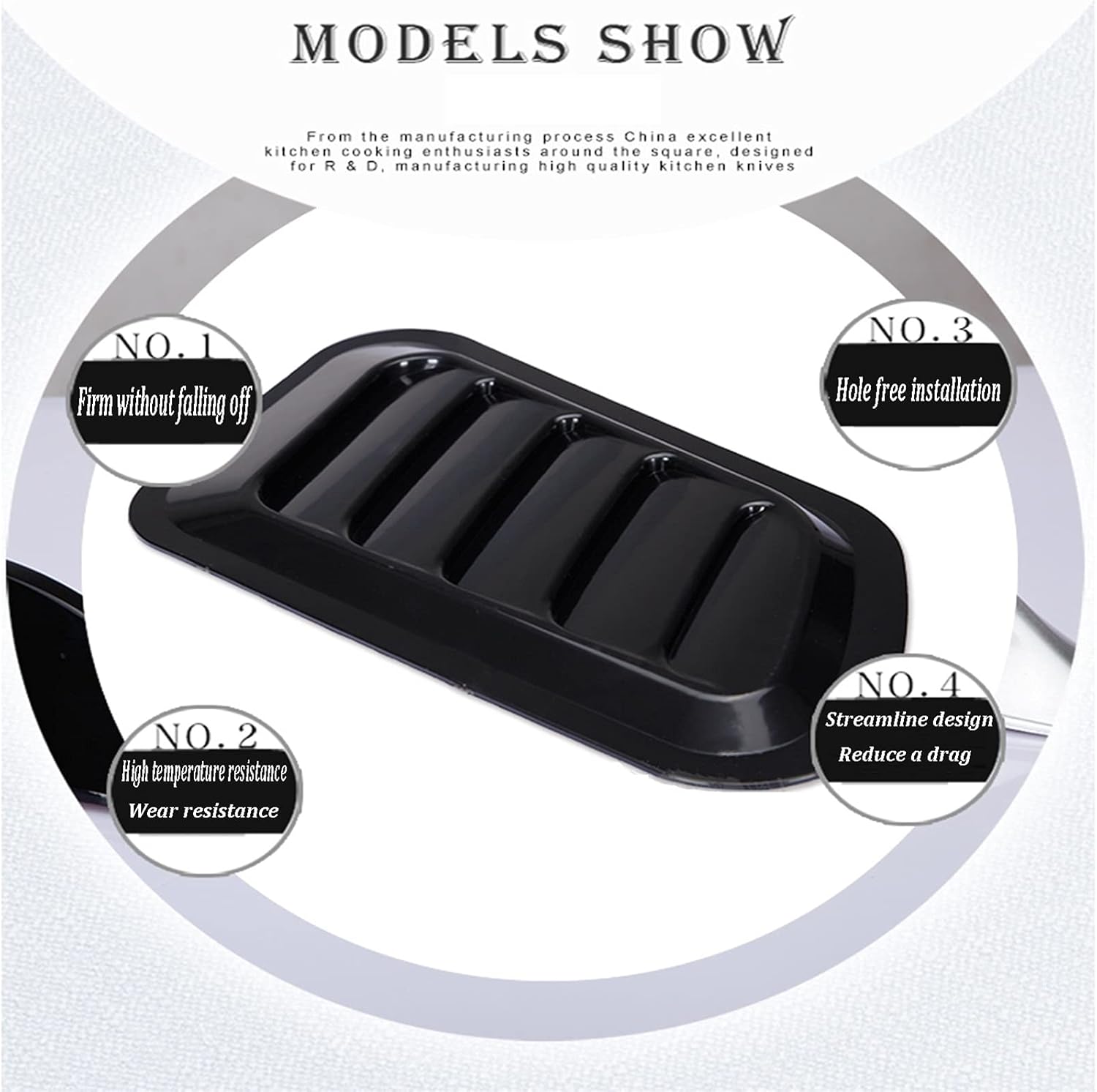 Hood Scoops Car Hood Vents, Car Decoration Air-Conditioning Air Intake Vents, Air Intake Vents, Universal Installation Cover, with Tape for Easy Sticking (Color : Carbon Fiber Color)