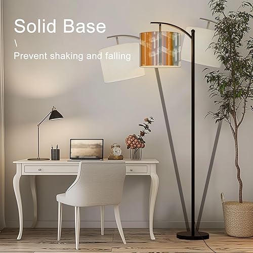 Miniatura 5 de Arc Floor Lamp Futuristic retro Artistic line striped distressed textures seamless Tall Standing Lamp Modern Dimmable with Remote Adjustable Drum