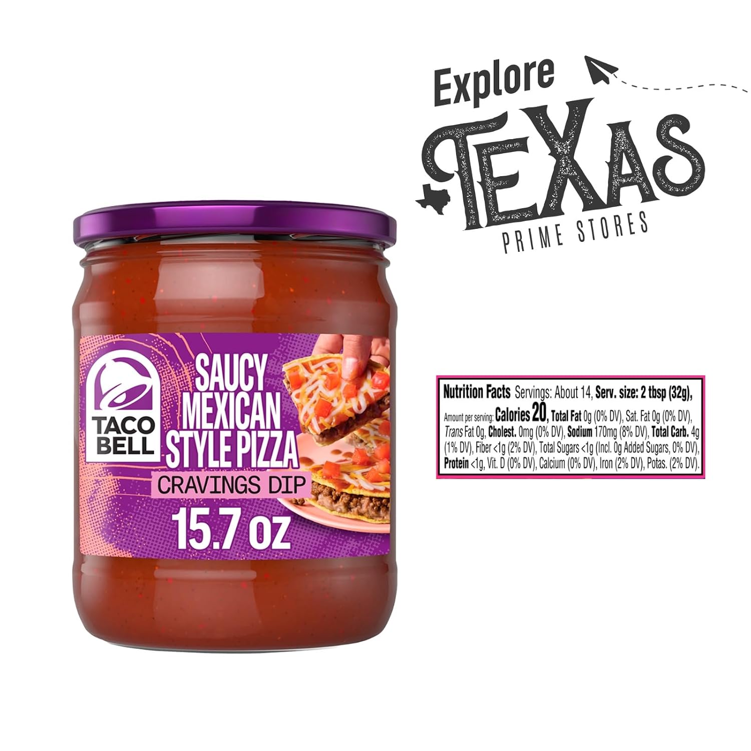 Taco Bell 4-Pack of Cravings Dip Sauce, 15.7oz Glass Jar + 1-10 oz Plastic Salsa Serving Bowl by Lavinia Essentials Brand (Saucy Mexican Style Pizza)