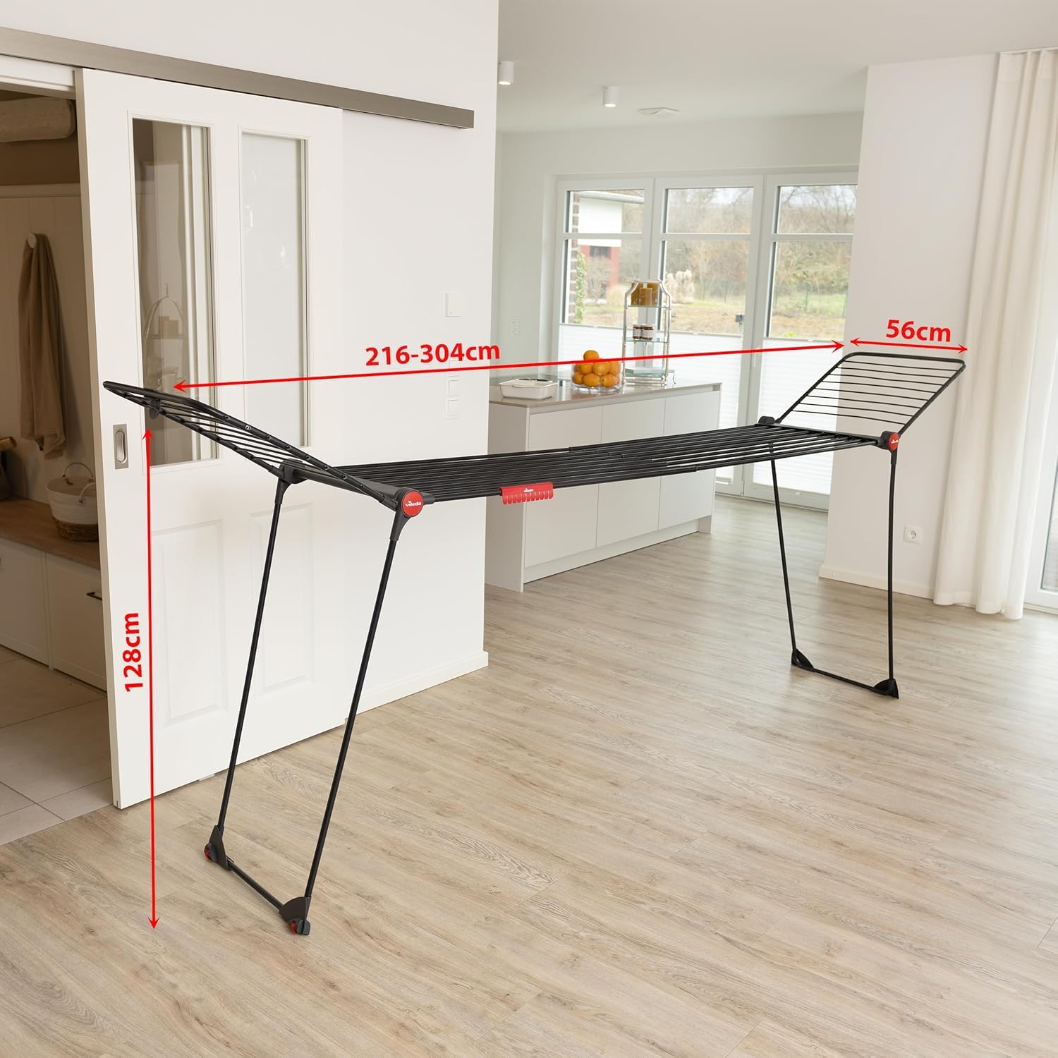 Vileda Stendibiancheria Infinity Flex Ultimate, Pieghevole, Nero, Griglia Telescopica Estensibile