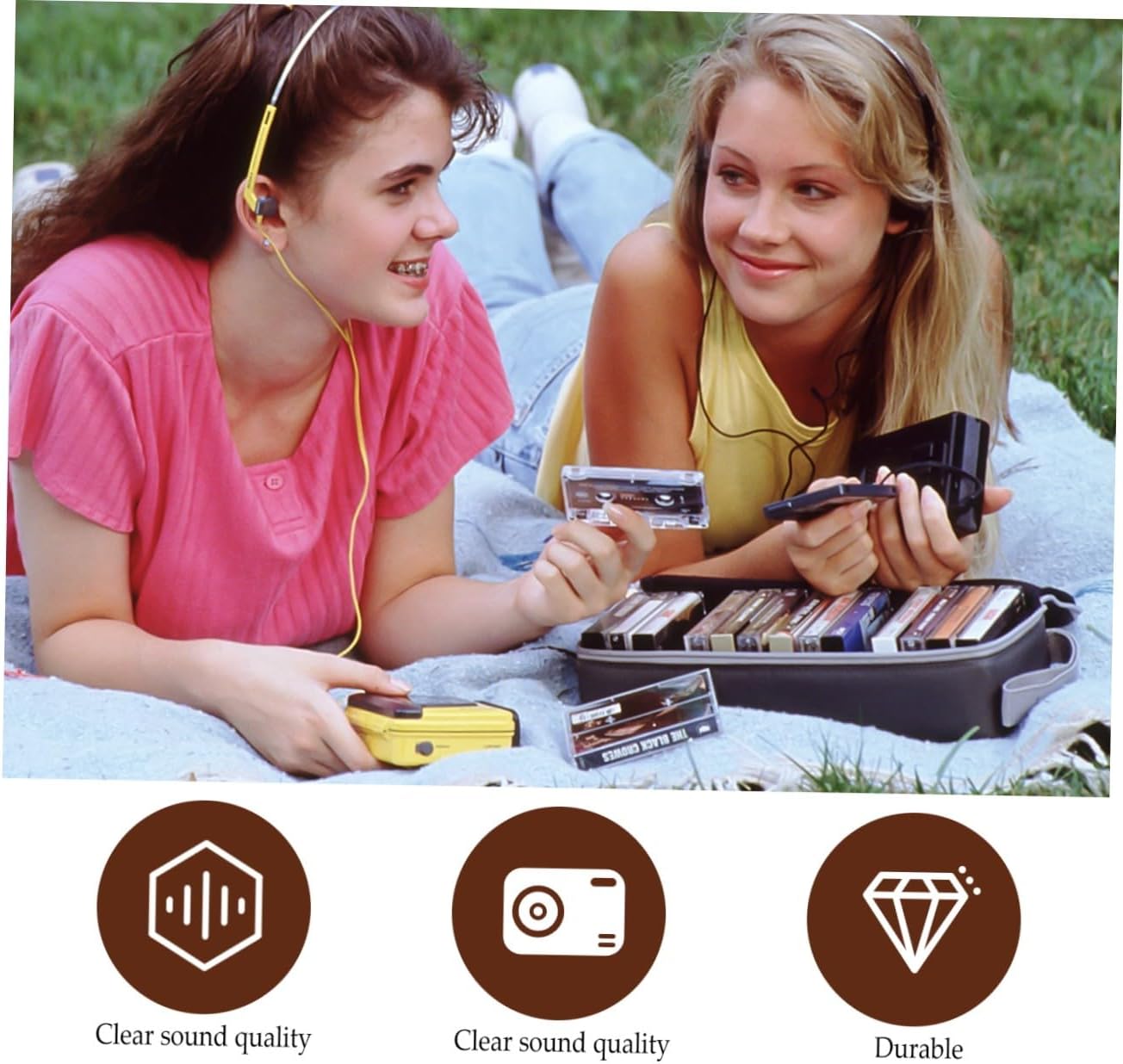Mikinona USB Cassette Player with Detachable Speaker Music Digital Converter Tape to USB Tape Converter Compatible with Headphones for Portable Audio Playback