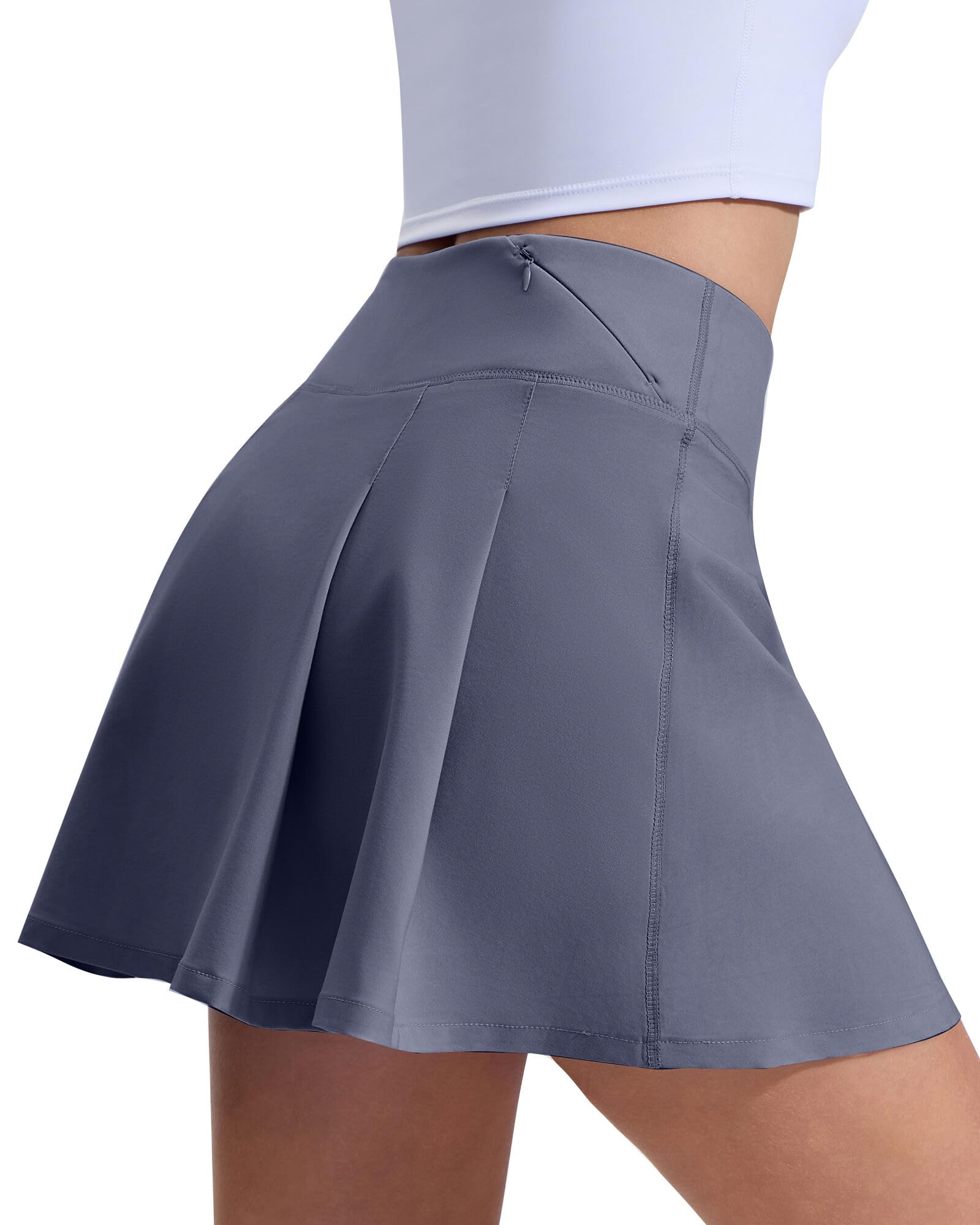 Falda pantalón de tenis para mujer con bolsillo de forro de cintura media alta, plisada, falda de golf, deportiva, de secado rápido, ligera