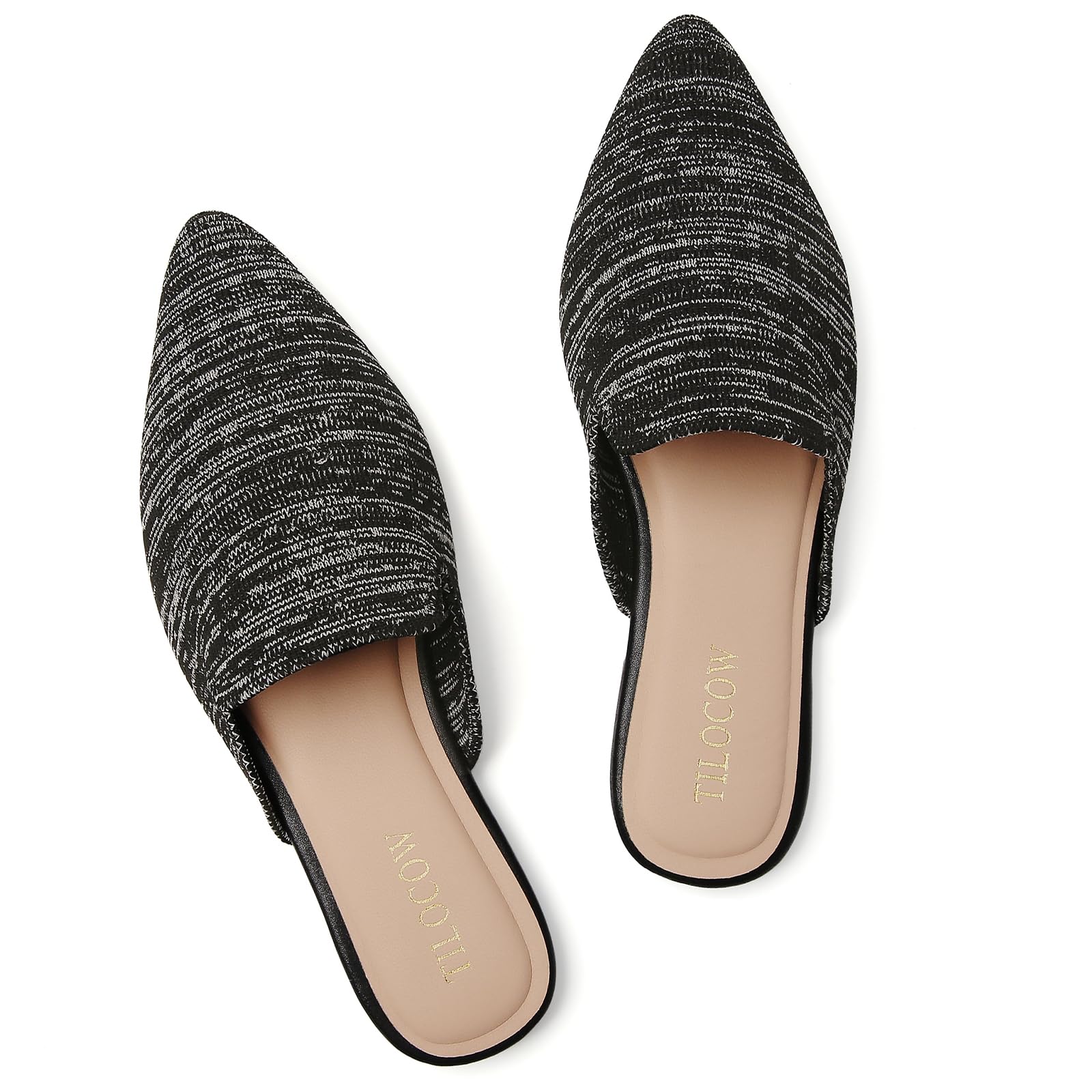 Tilocow Knit Mules Office Slip on Loafers Business Casual Flats for Women