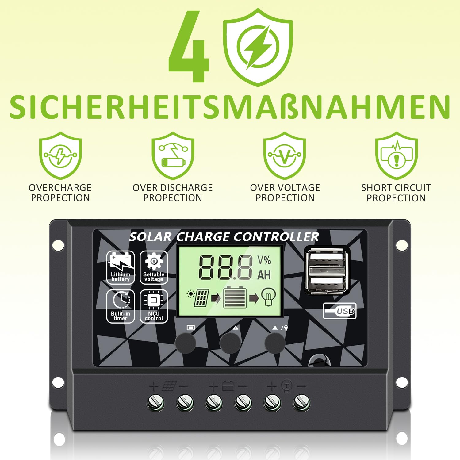 Topsolar 100W Solarpanel 12V mit Laderegler, Kabeln
