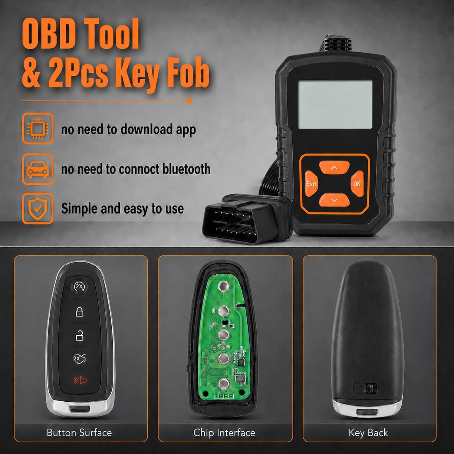 Car Remote Key Fob Replacement Kit with OBD DIY Tool Compatible with F0RD Edge/Explorer 2011-2015, Expedition 2015-2017, Flex/Taurus 2013-2019,Fits for Linc0ln MKS MKT MKX Navigator 315MHz M3N5WY8609