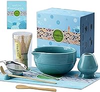 Vista 22 de Clay&Fire Juego de batidor de matcha, juego de matcha de cerámica, cuenco de matcha con boquilla y batidor, kit de té Matcha de 9 piezas