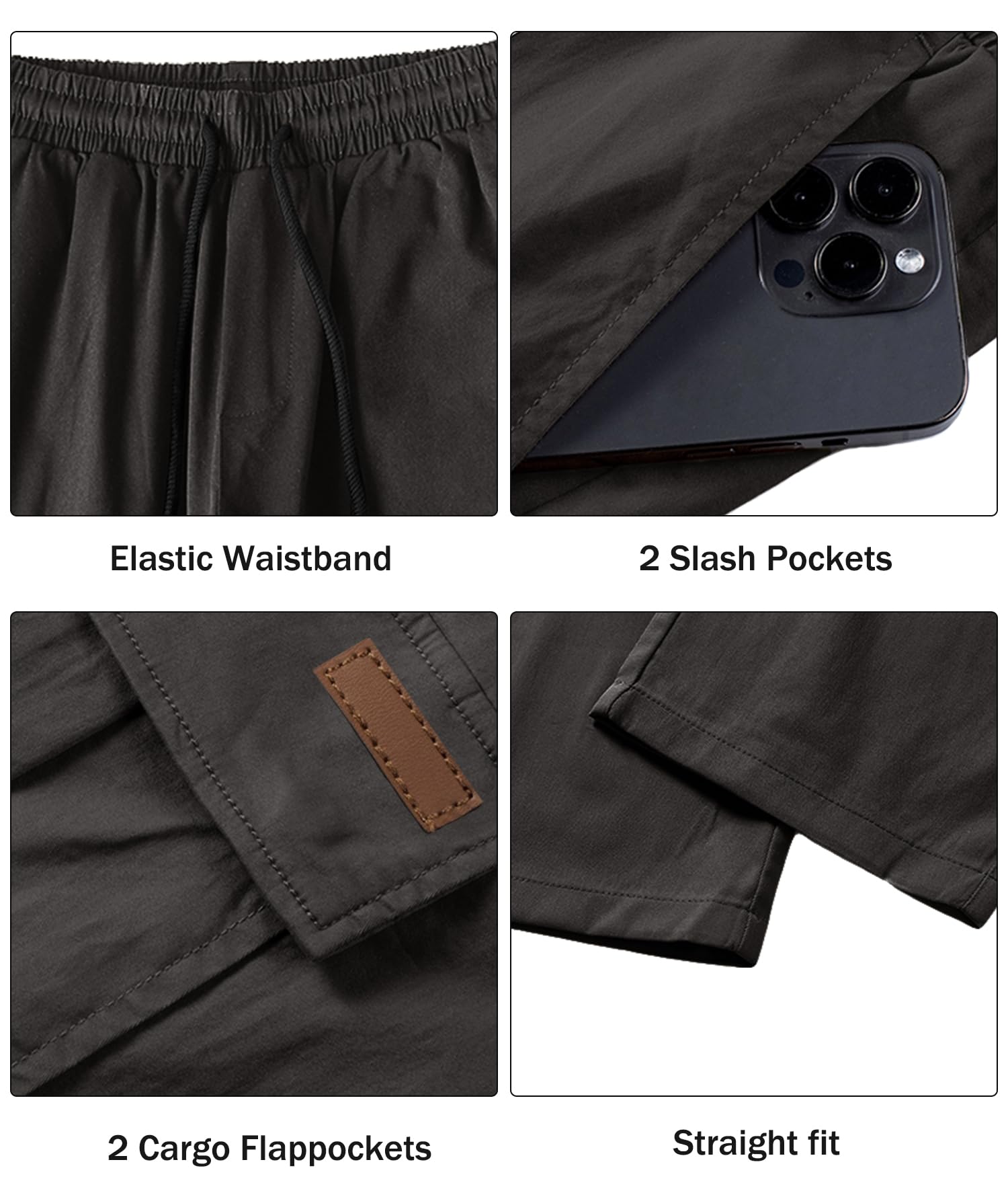 Comdecevis Herren Lässige Hose Comdecevis Lässige Cargohose für Herren, Workout, Jogginghose, Stretch-Sweathose, Wandern, Kordelzug, Taktische Hose mit Mehreren Taschen