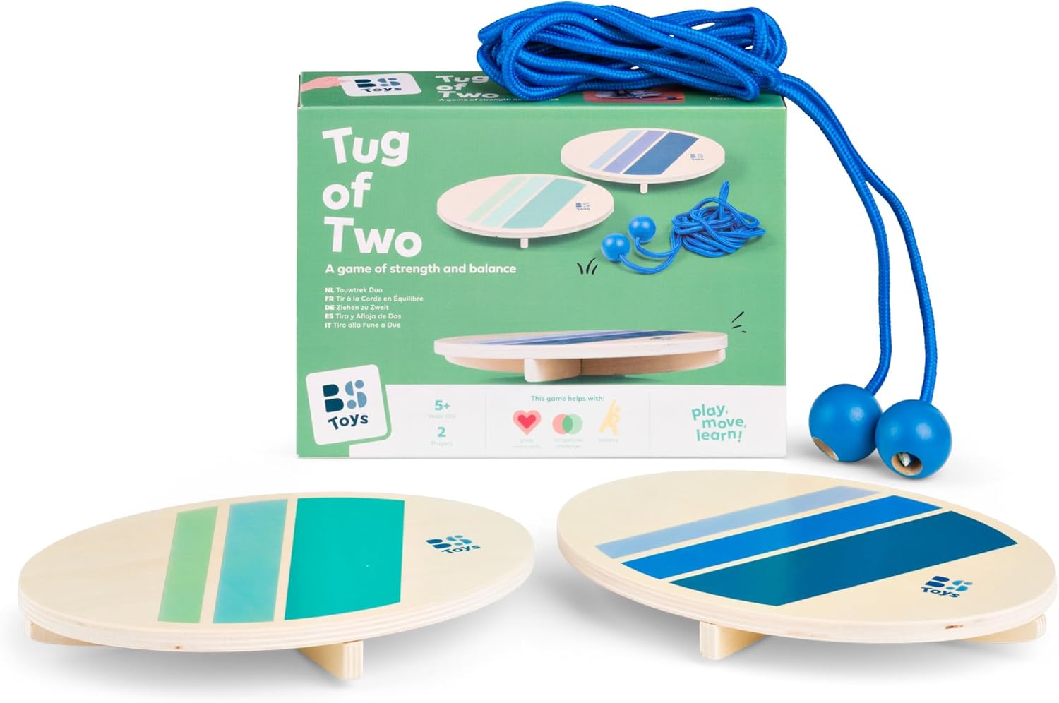 Tug of Two - Wooden Balance Game with Rope | Skill & Balance Training for Children & Adults | Outdoor Game for 2 Players