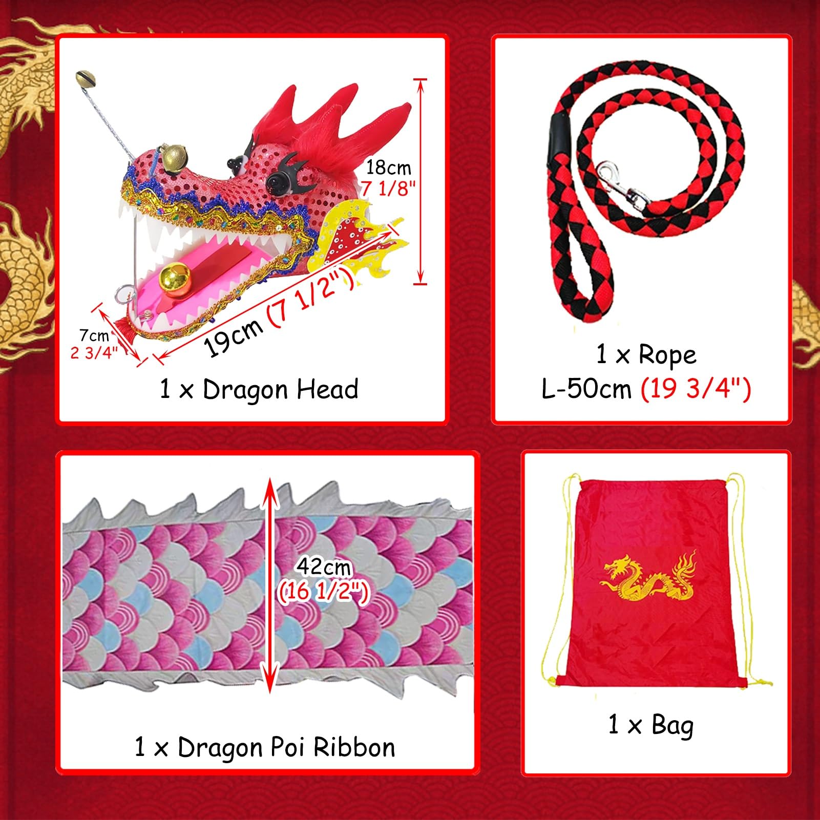 ROYUMI Cerf Volant Petit Poi de Dragon Nuage Magique Rose, Ruban de Soie Lavable Extérieur 2m / 3m / 5m pour Enfants, Petite Banderole de Dragon à Lancer avec Écailles de Dragon (Size : 2 m (6.6 ft))