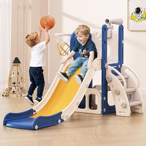 Babytronic Tobogán para niños pequeños 6 en 1, tobogán de interior para niños pequeños de 1 a 3 años, juego de escalador para interiores y