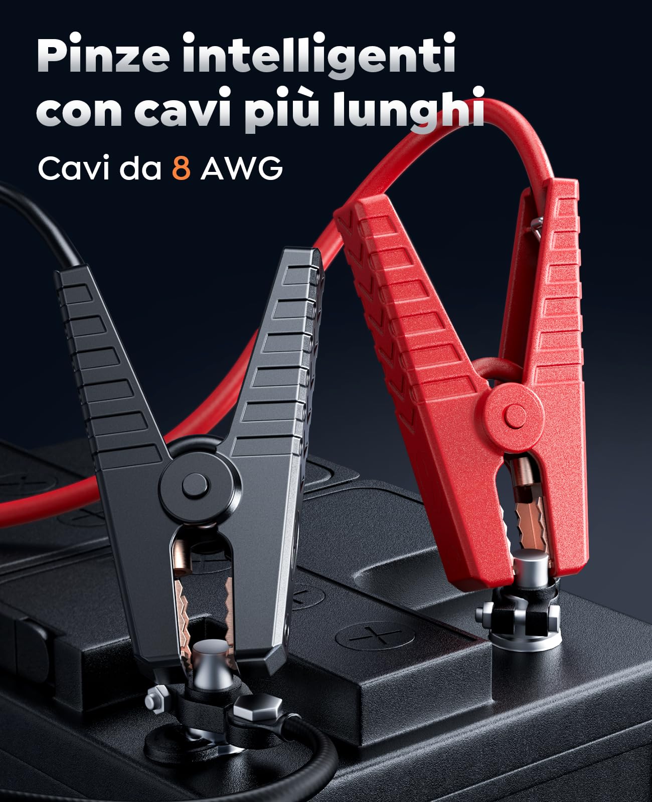 TREKURE Avviatore Batteria Auto, 10000A 26800mAh Avviatore di Emergenza (Tutti Benzina o 12L Diesel), Booster Avviamento Auto con Luce LED da 800 Lumen, Pinze Intelligenti con Cavi più Spessi, TK50