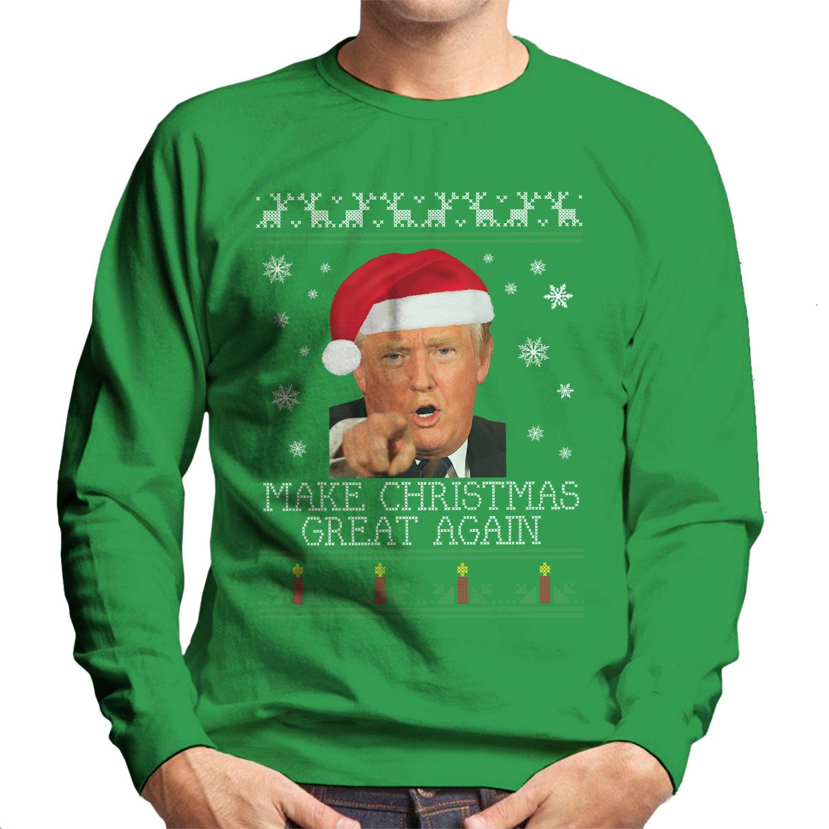 Make Christmas Great Again Donald Trump Knit Pattern Men's Sweatshirt