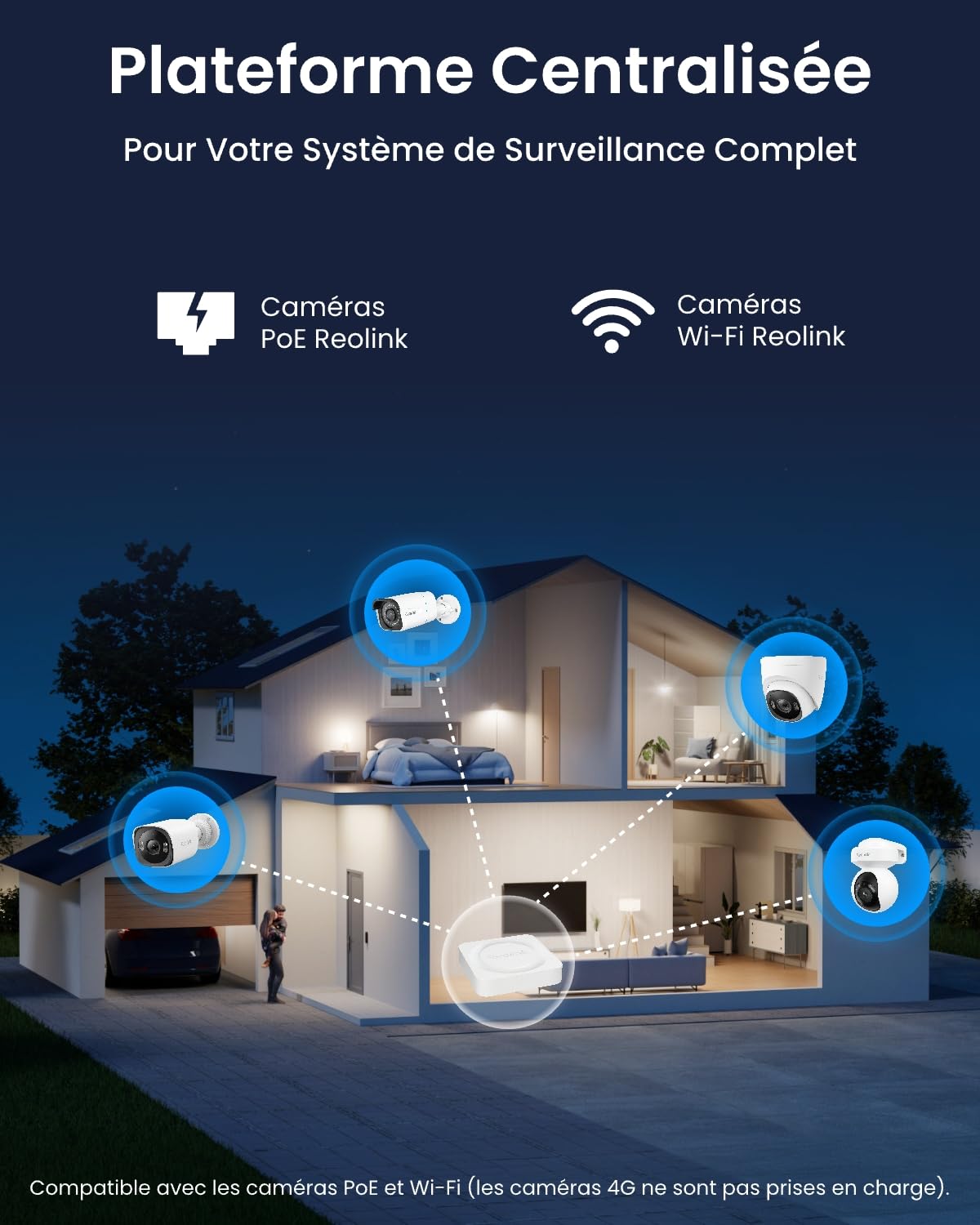 Reolink 4CN PoE NVR Enregistreur Vidéo pour Système de Sécurité, RLN4E | Enregistrement Continu 24/7, Stockage Local Jusqu'à 8To (Disque Dur Non Inclus), Jusqu'à 16Mpx