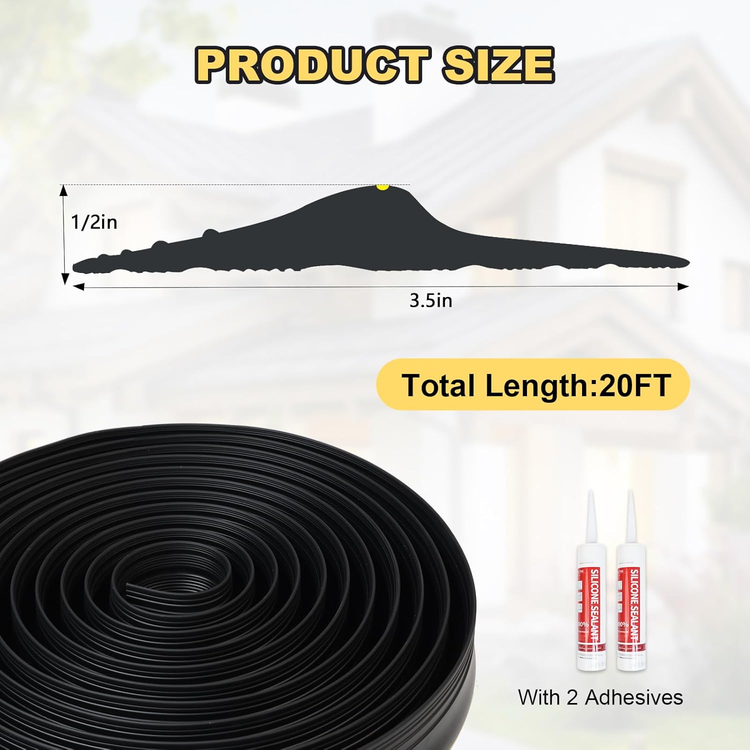 DGSL 20FT Universal Garage Door Threshold Seal Strip with Adhesive – Waterproof Bottom Rubber Weather Stripping Replacement, Heavy Duty DIY Seal for Floor Gap, Black