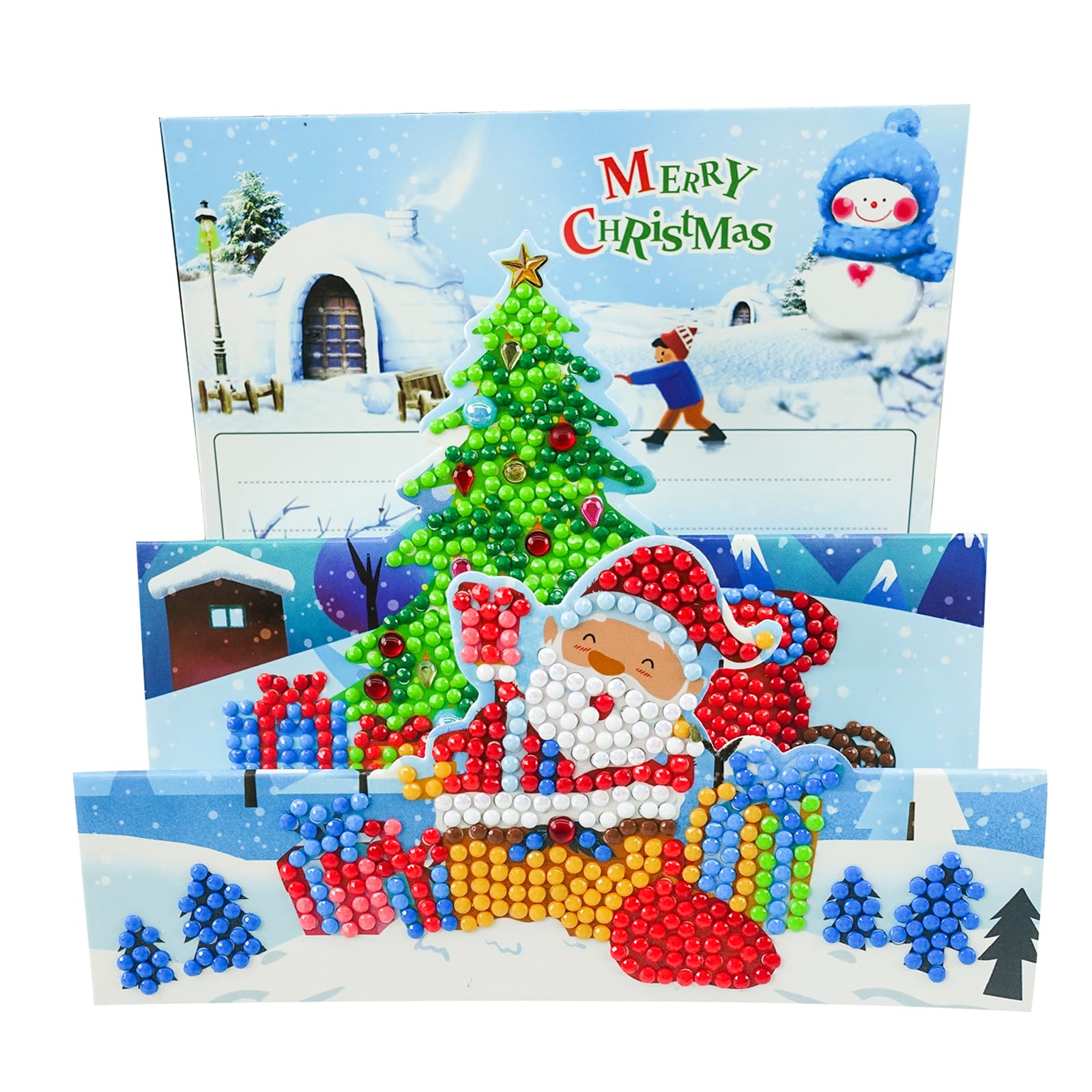 POETRYDRAW 1Pcs Christmas DIY Diamond Art Greeting Card Set with Envelopes - 5D Rhinestone Arts Card for Adults & Kids (Christmas Sleigh)