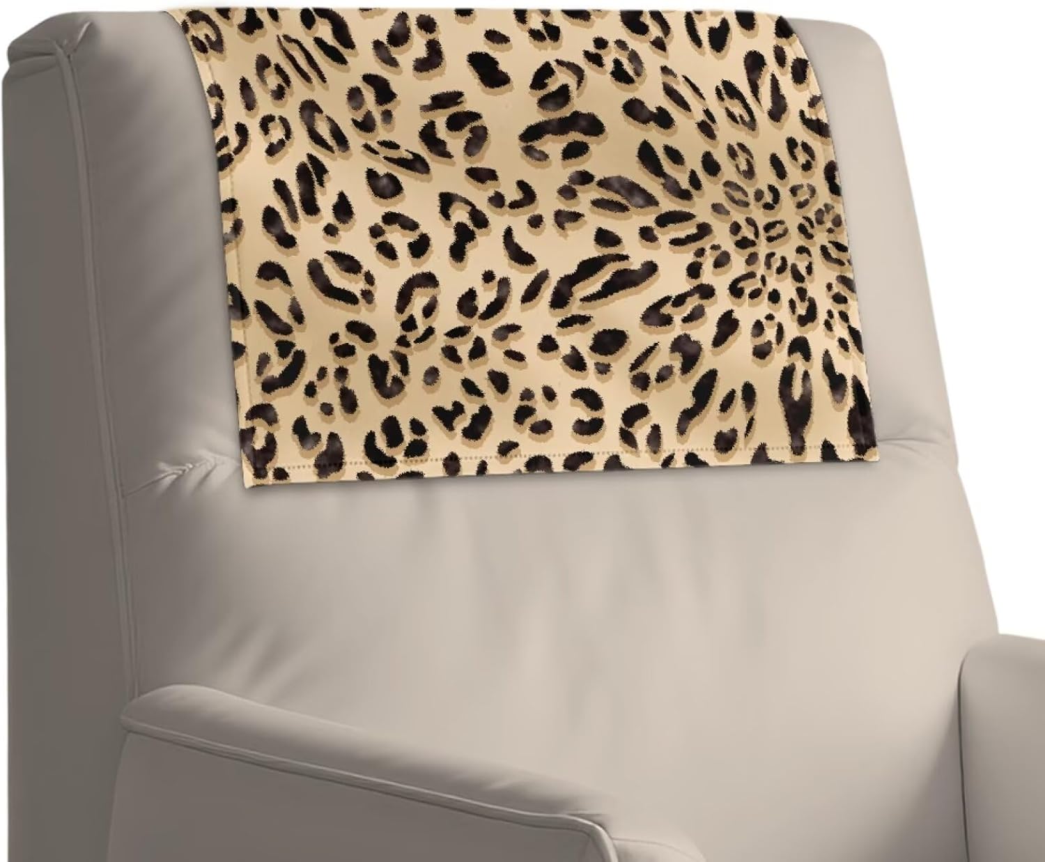 Leopard Print Recliner Covers Headrest Covers Washable Soft Non Slip Faux Leather Reclining Slipcovers Sofa Headrest Cover Foldable, Easy to Install, 2 Pieces