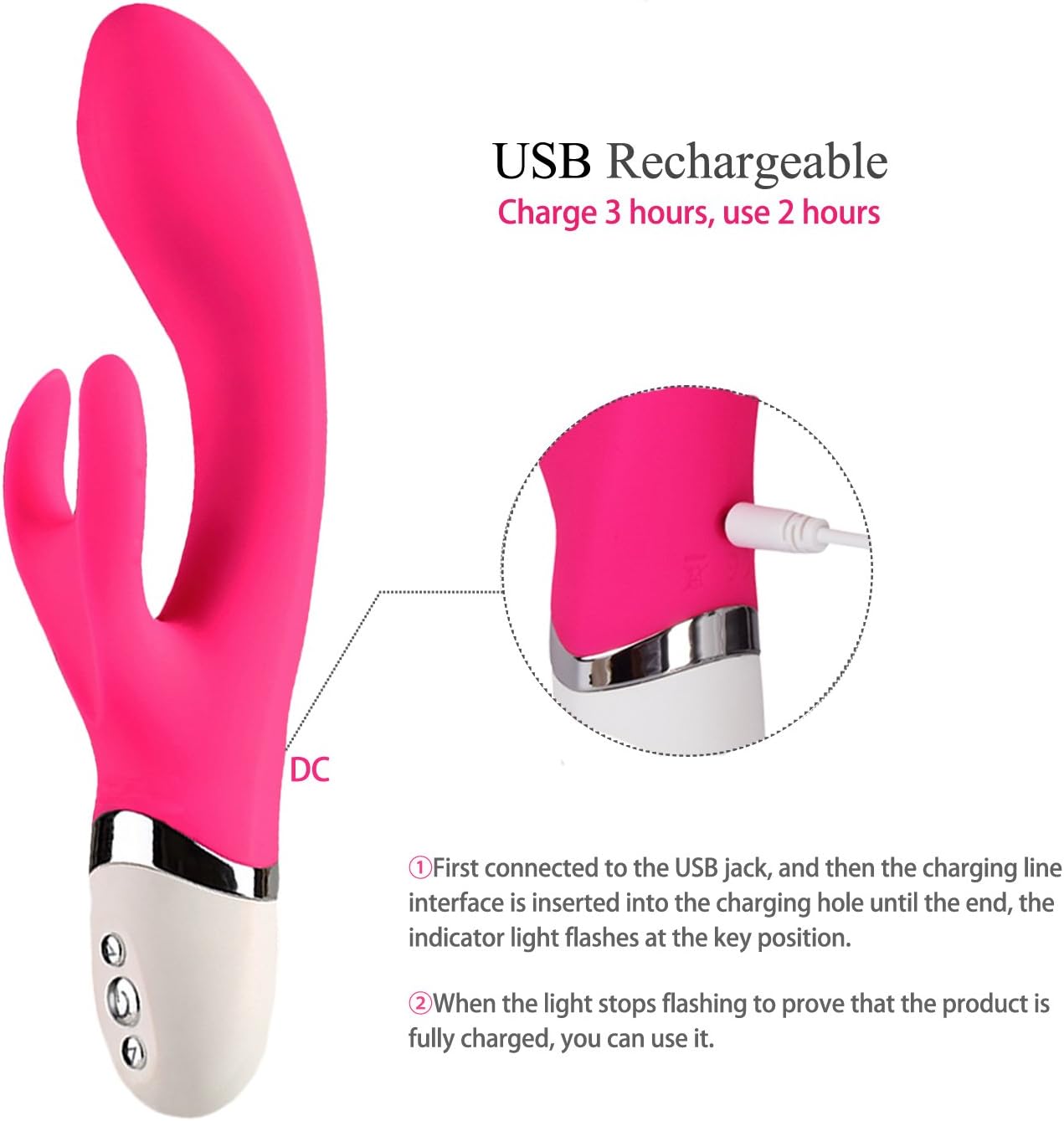 Powerful Wireless Wand Massager - Waterproof - USB Charging - Used to Relieve Muscle Pain After Exercise, Relax The Pressure (Rose Red)