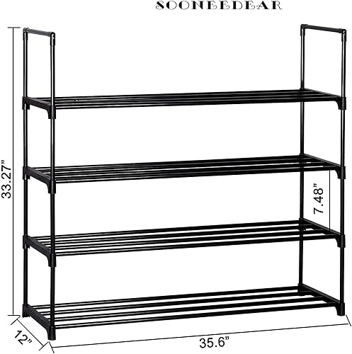 Vista 2 de SOONEEDEAR Zapatero de 4 niveles, torre de zapatos de metal, 20 pares, unidad organizadora de almacenamiento de zapatos, estante de entrada