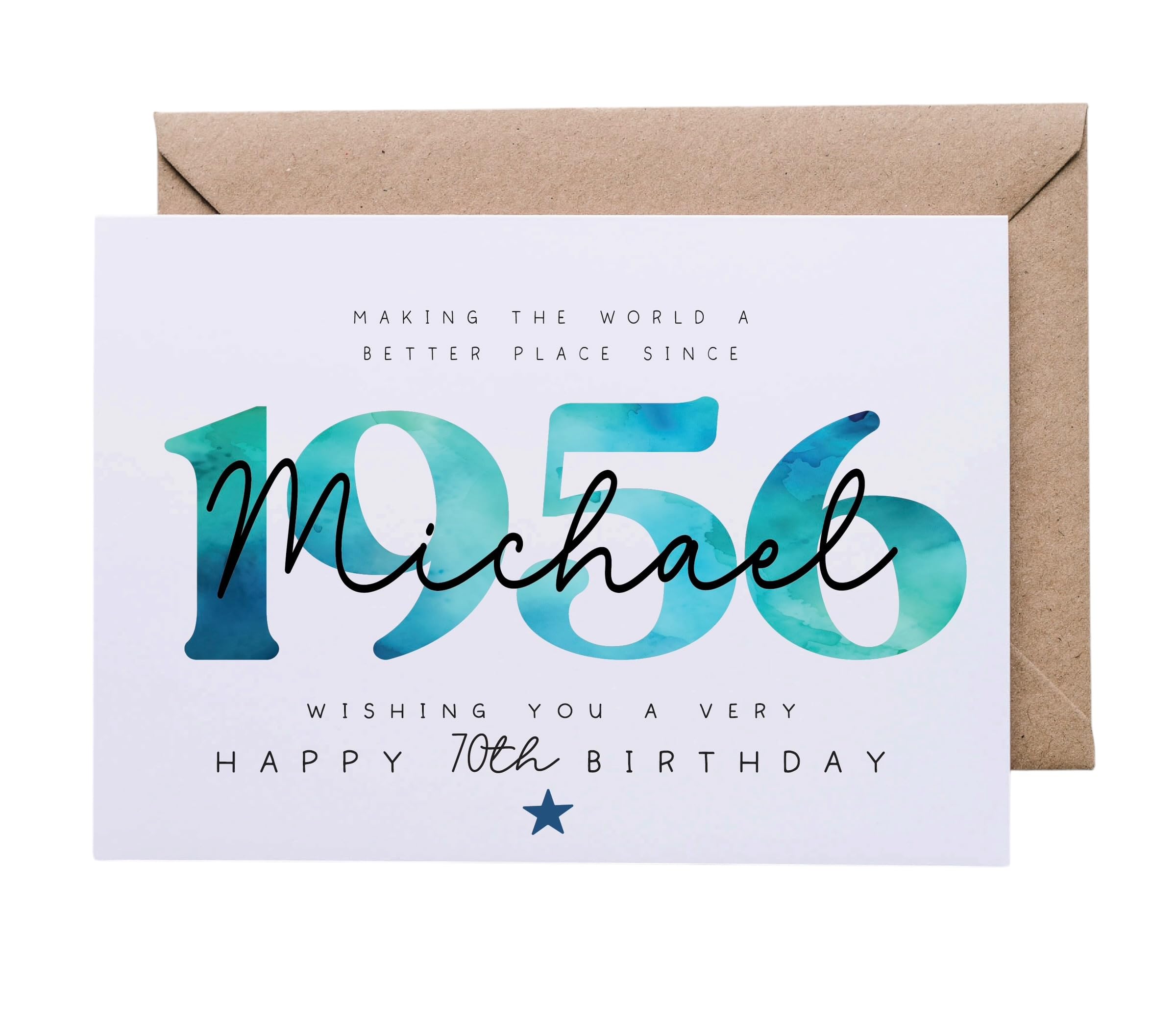 Personalised 70th Birthday Card for Him, Year of Birth 1956 Card, Large A5 Birthday Card for Men, Keepsake Card UK