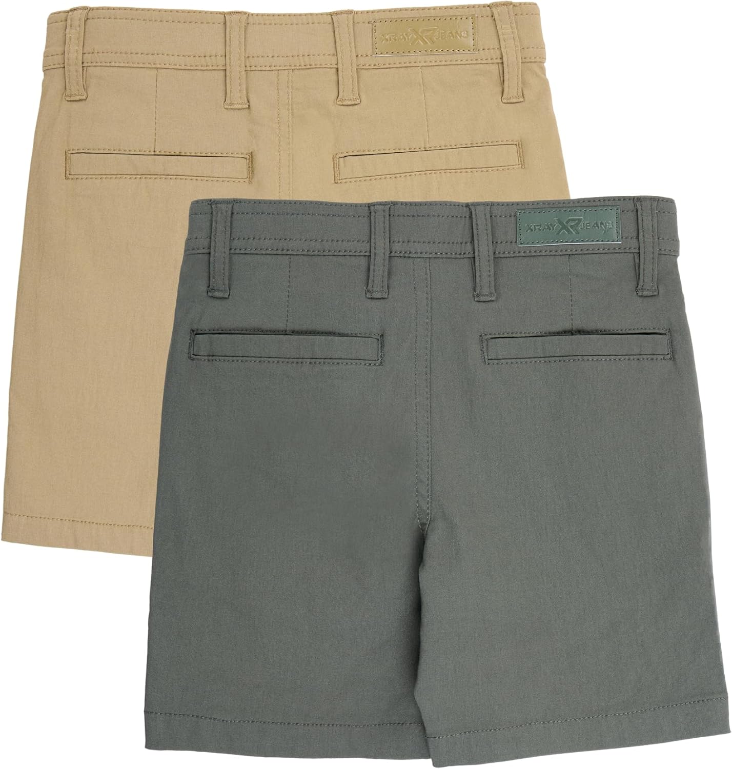 X RAY 2 Pack Boys (2T - 18) Regular Fit Stretch Chino Short, Kids Flat Front Casual Dress Shorts